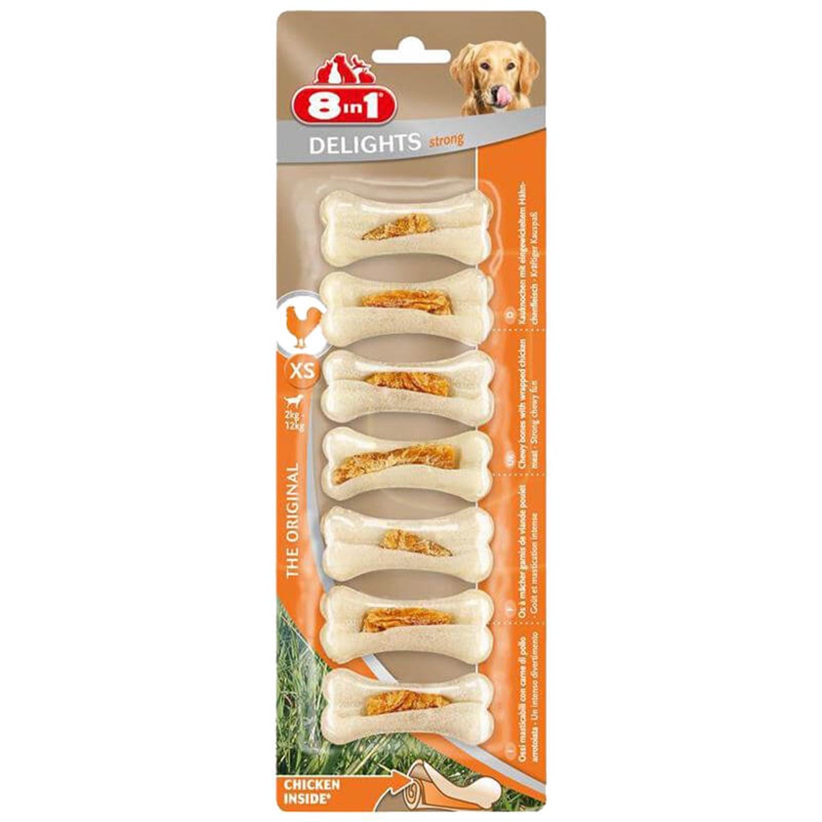 8in1 Delights Strong Tavuklu Deri Köpek Kemiği 140 gr 7 Adet