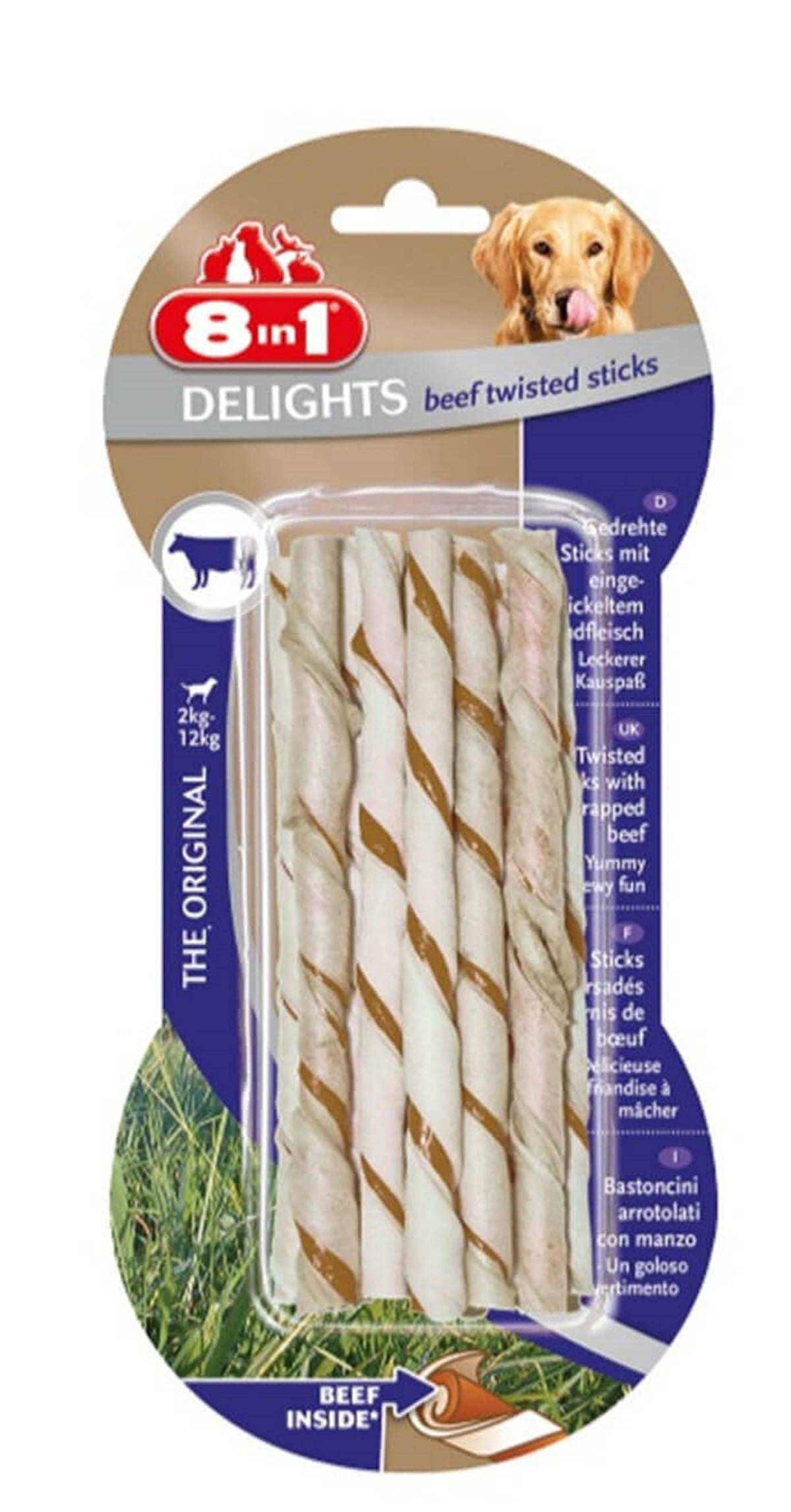 8in1 Delights Twisted Sticks Sığır Etli Köpek Kemiği 55 gr