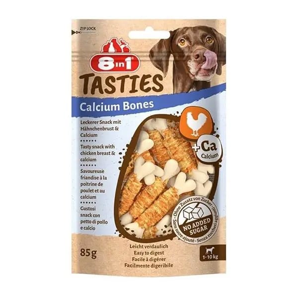 8in1 Tasties Calcium Bones Tavuk Sargılı Kemik Köpek Ödül Maması 85 Gr
