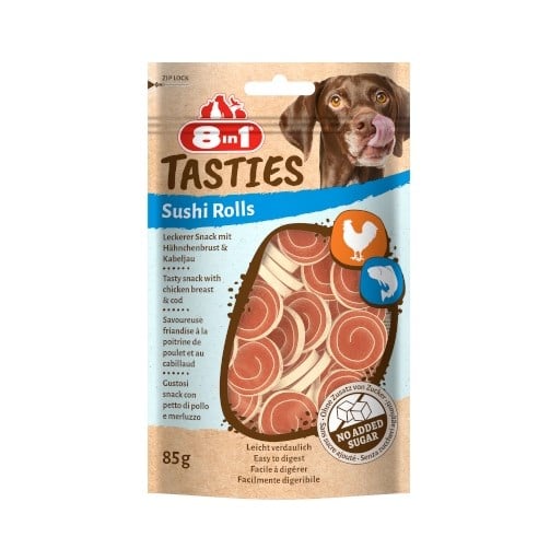 8in1 Tasties Sushi Rolls Morina Balıklı Ve Tavuklu Köpek Ödül Maması 85 Gr