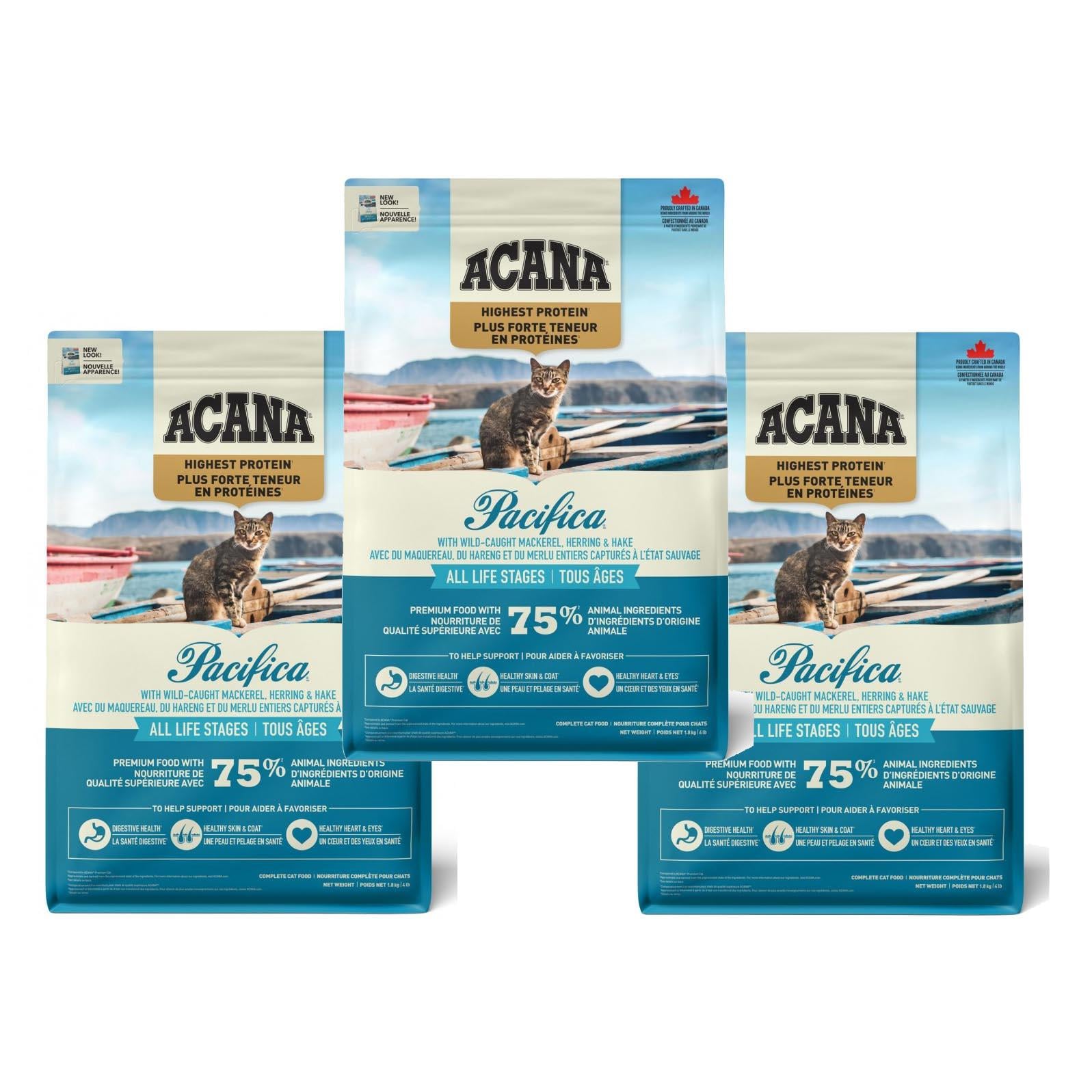 Acana Pacifica Balıklı Tahılsız Kedi Maması 1,8 kg (3'lü Paket)