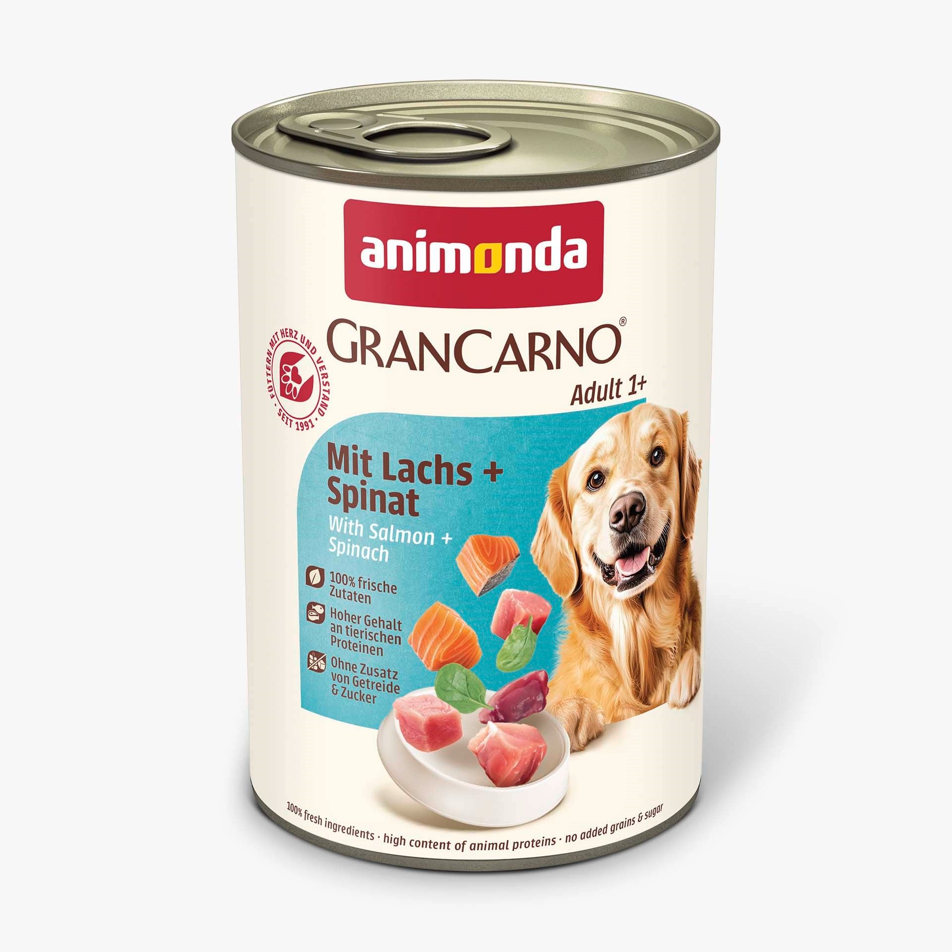 Animonda Gran Carno Ispanaklı Ve Somonlu Yetişkin Köpek Konservesi  400 Gr