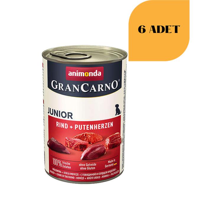 Animonda Gran Carno Junior Sığır Etli Ve Hindi Yürekli Yavru Köpek Konservesi  400 Gr x 6 Adet