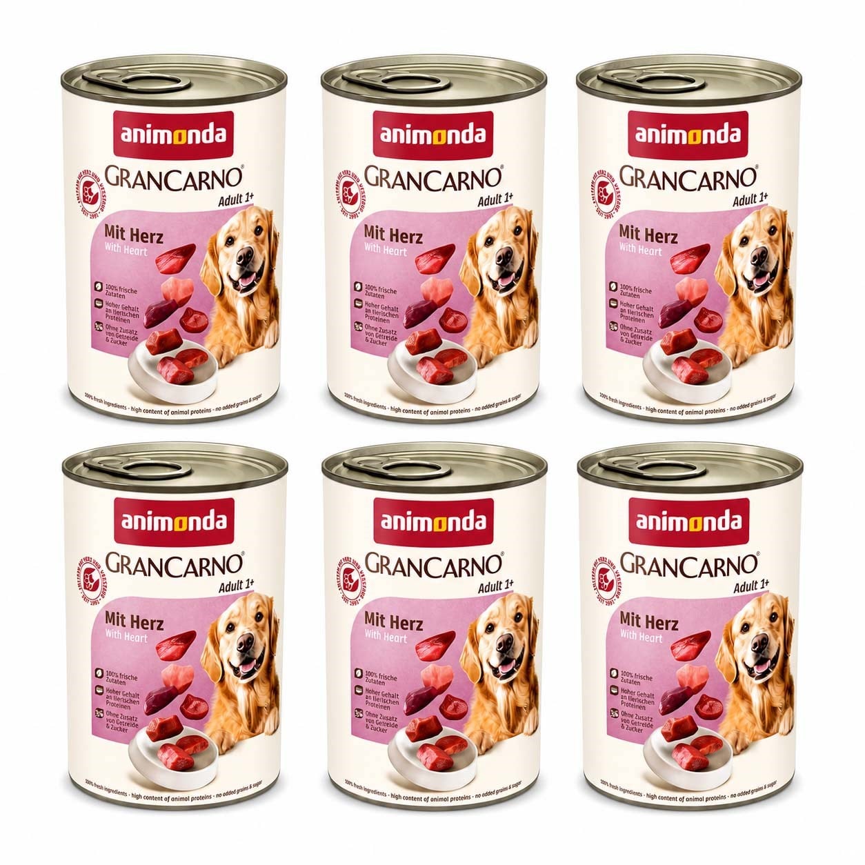 Animonda Gran Carno Yürekli Yetişkin Köpek Konservesi  400 Gr X 6 Adet