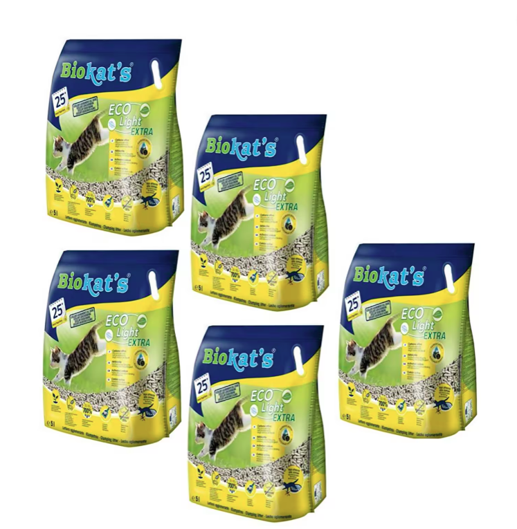 Biokat's Eco Light Extra Aktif Karbonlu Pelet Kedi Kumu 5 LT x 5 Adet