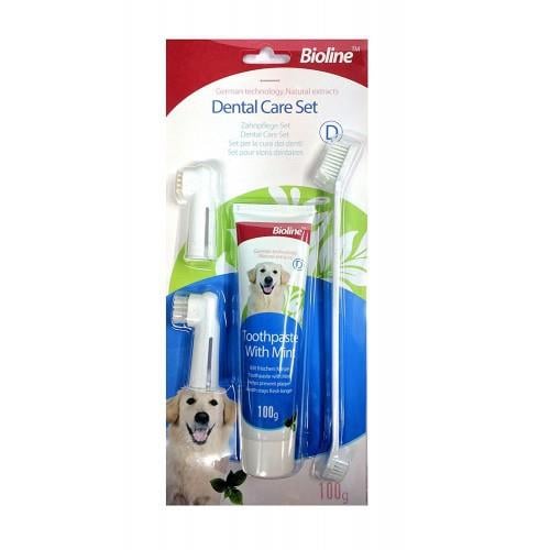 Bioline Biftek Aromalı Köpek Diş Macunu ve Diş Fırçası Seti