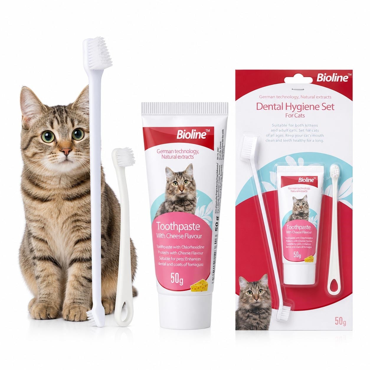 Bioline Kedi Diş Macunu Ve Diş Bakım Seti 50 gr