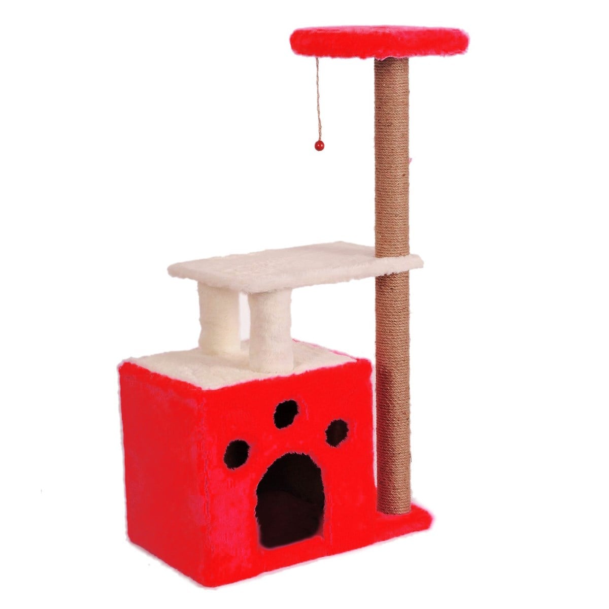 Cat House Katlı ve Yuvalı Kedi Tırmalama Tahtası  97 cm Kırmızı