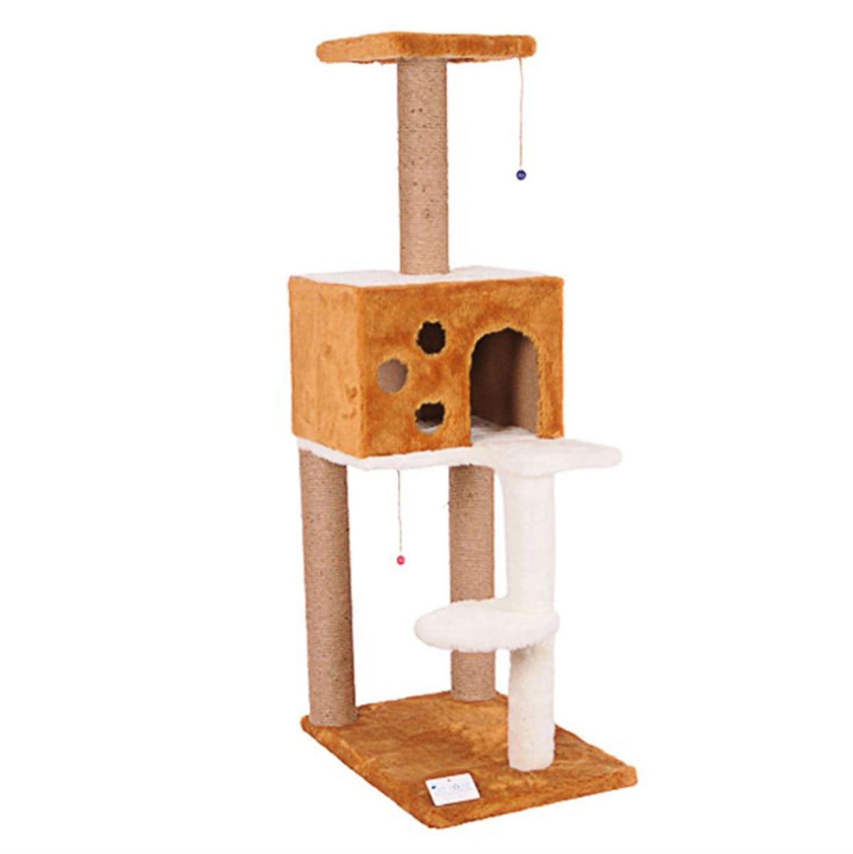 Cat House Merdivenli Kare Yuvalı Kedi Tırmalama Tahtası  124 cm Kahverengi