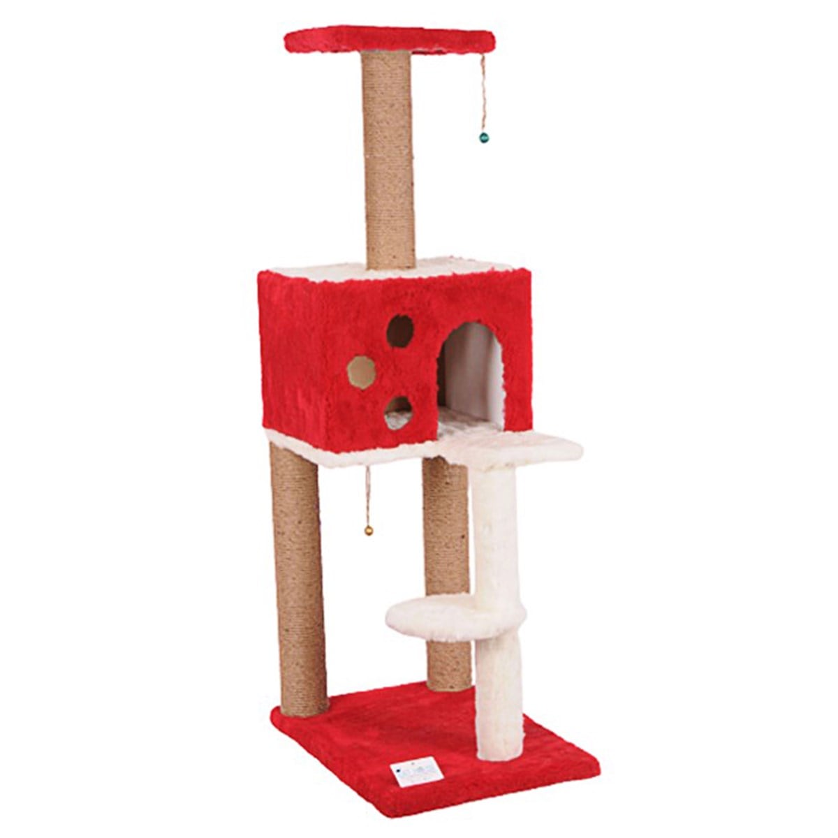 Cat House Merdivenli Kare Yuvalı Kedi Tırmalama Tahtası  124 cm Kırmızı