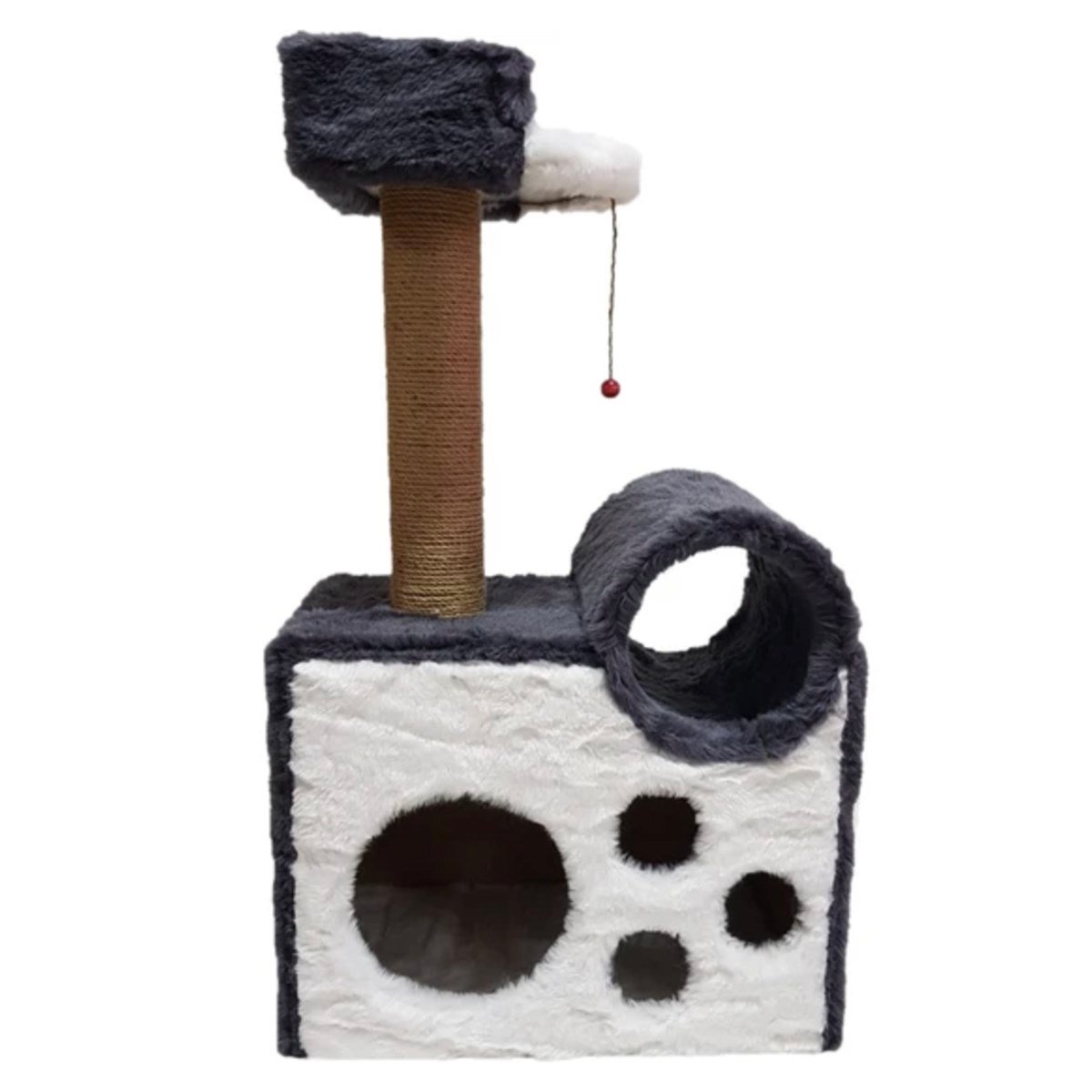 Cat House Tünelli Yuvalı Katlı Kedi Tırmalama Tahtası  90 cm Gri