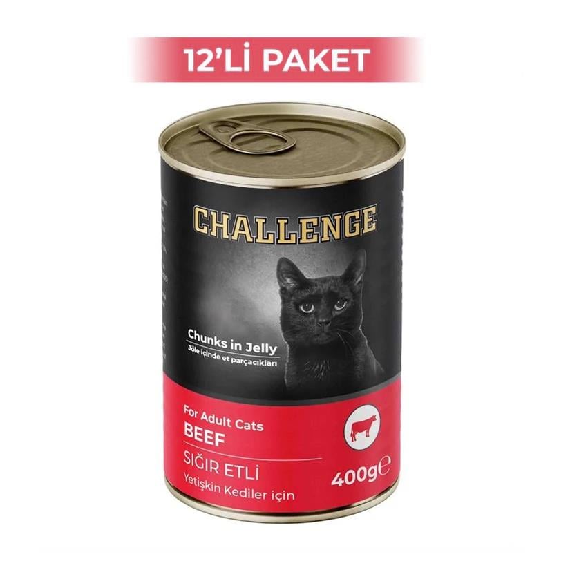 Challenge Sığır Etli Kedi Konservesi 400 g (12 Adet)