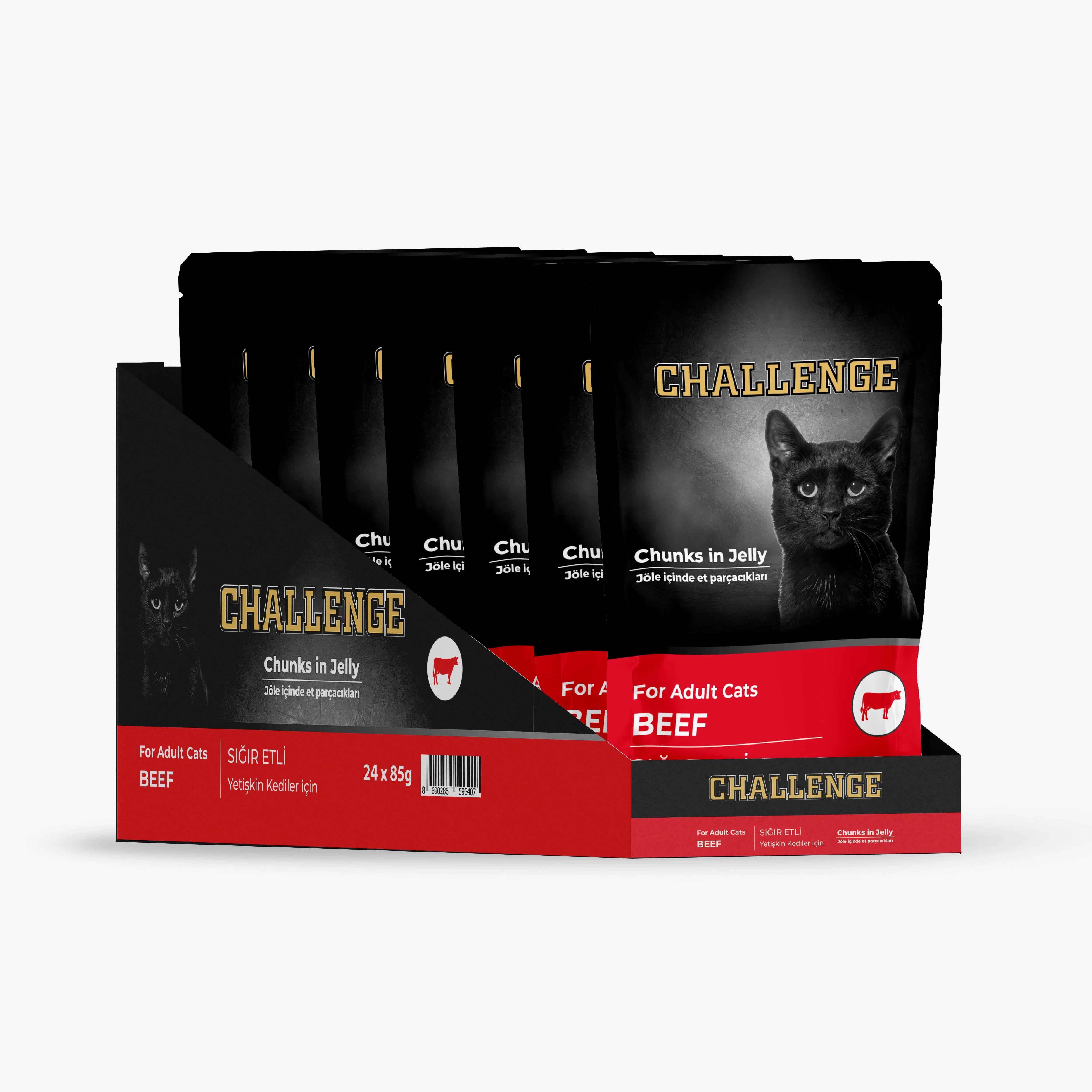 Challenge Sığır Etli Pouch Kedi Konservesi 85 g (24 Adet)