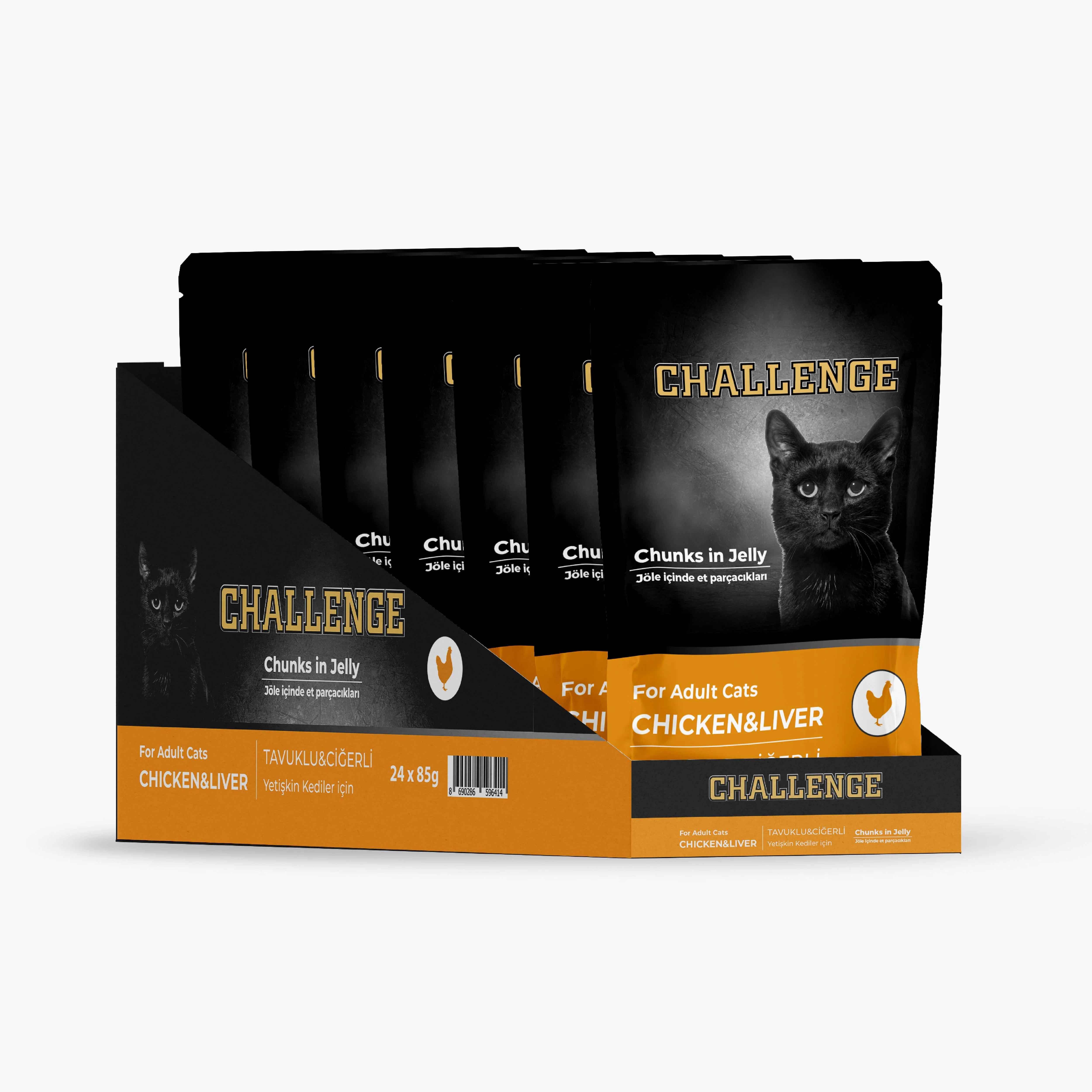 Challenge Tavuklu Ciğerli Pouch Kedi Konservesi 85 g (24 Adet)