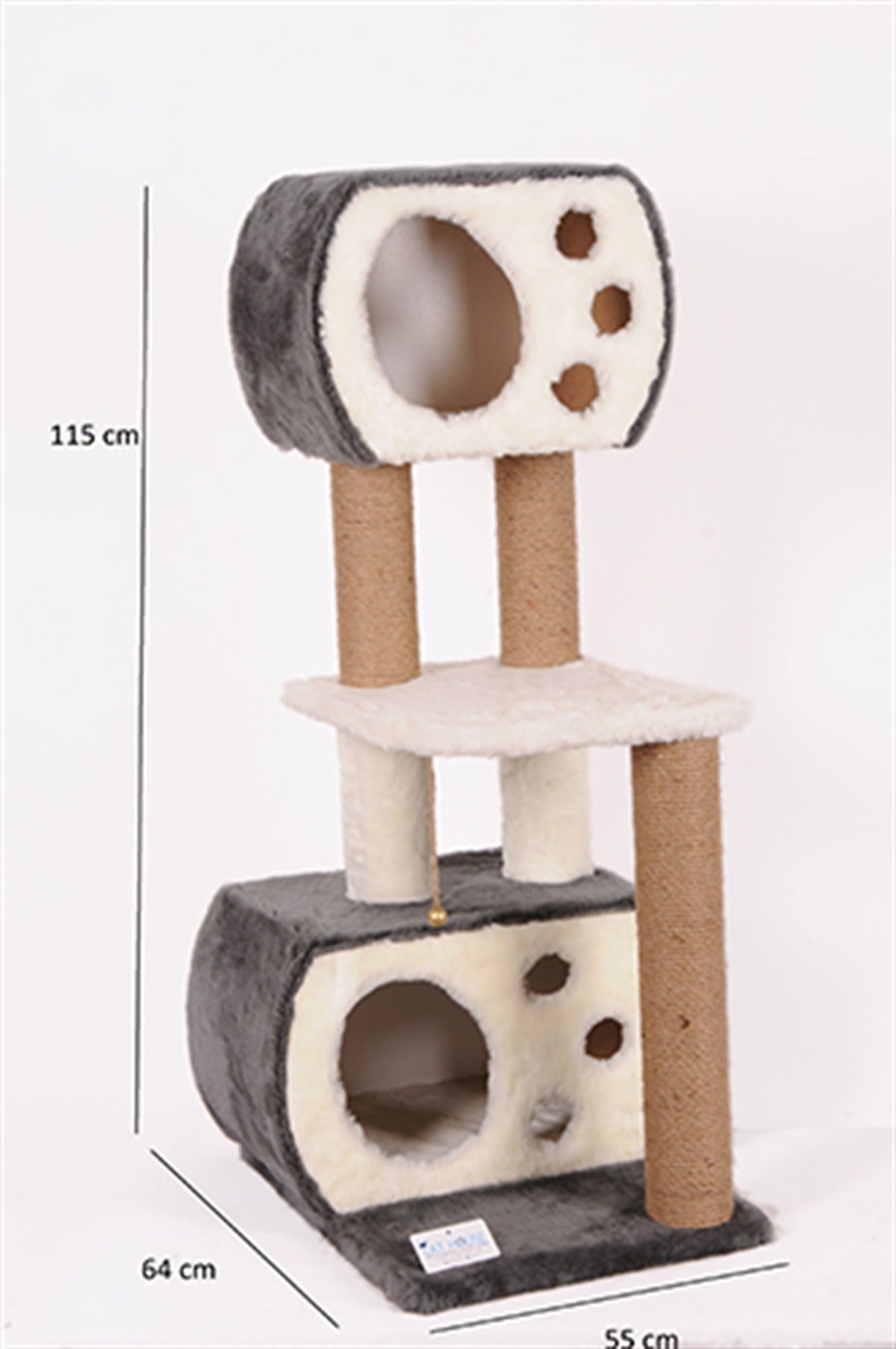 Çift Yuvalı Katlı Tırmalama 115 cm Gri