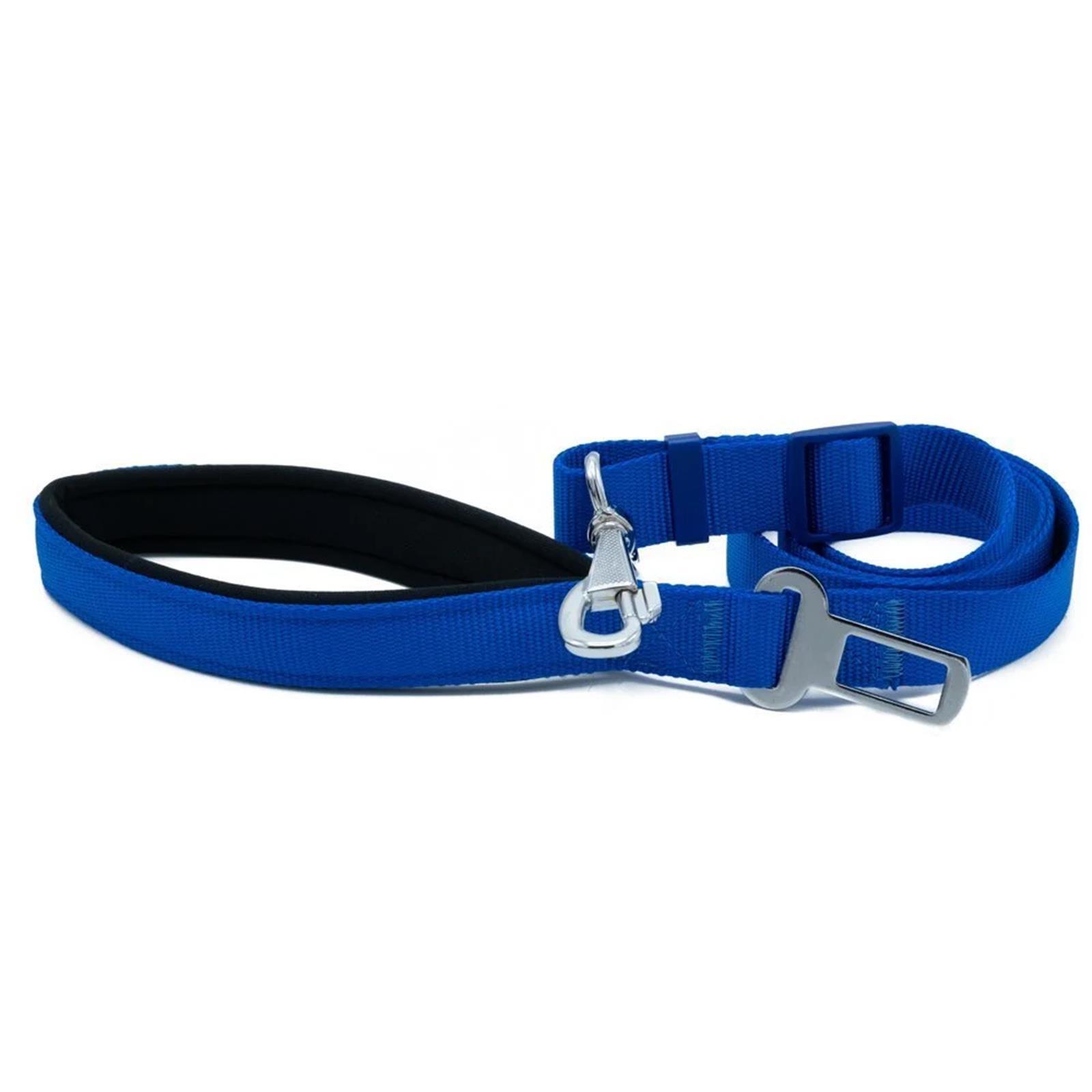 Doggie El Yapımı Dokumadan Emniyet Kemerli Köpek Gezdirme Tasması 2,5 x 80 cm Mavi