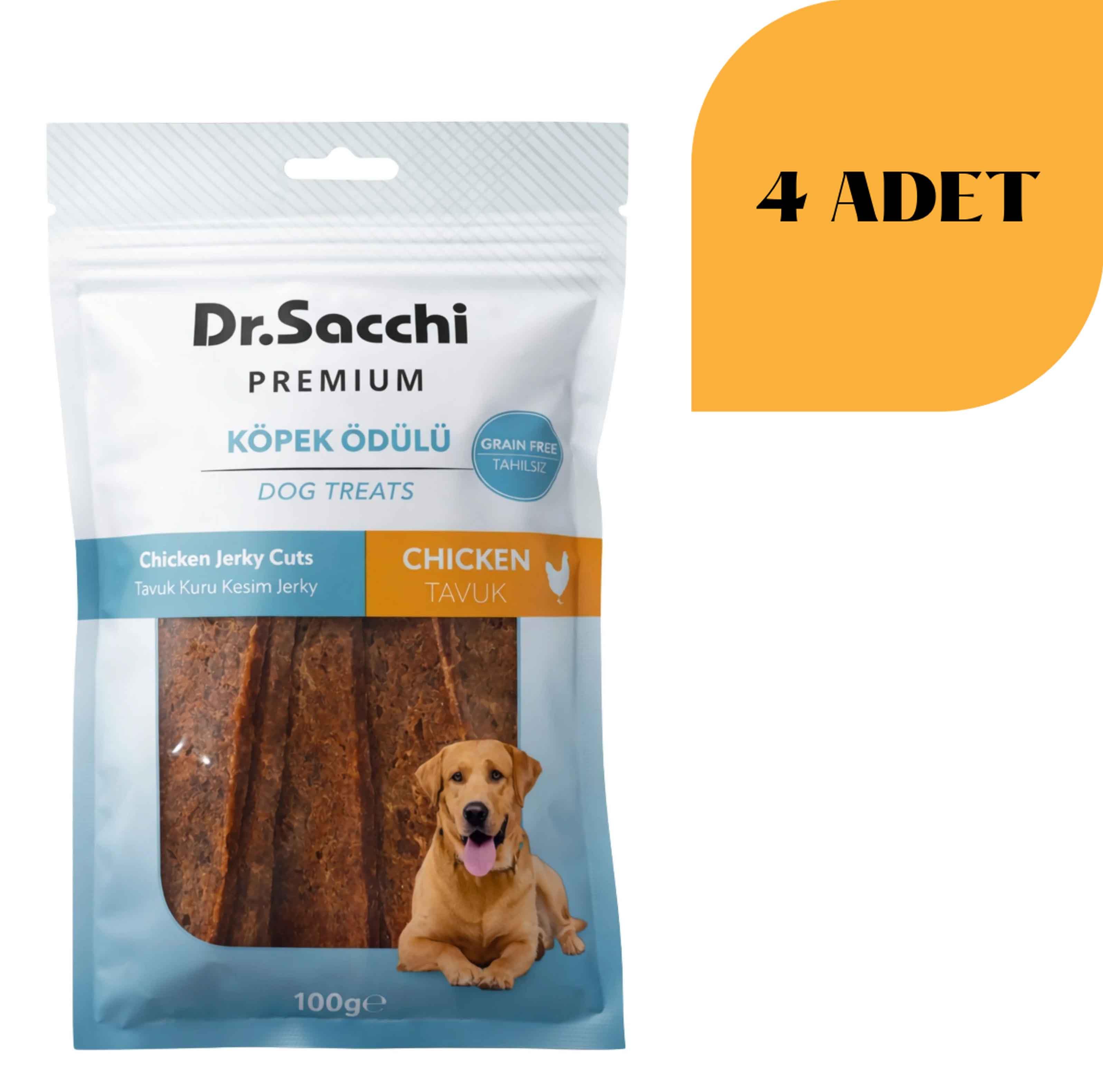 Dr. Sacchi Jerky Kuru Kesim Tavuklu Köpek Ödülü 100 g x 4 Adet