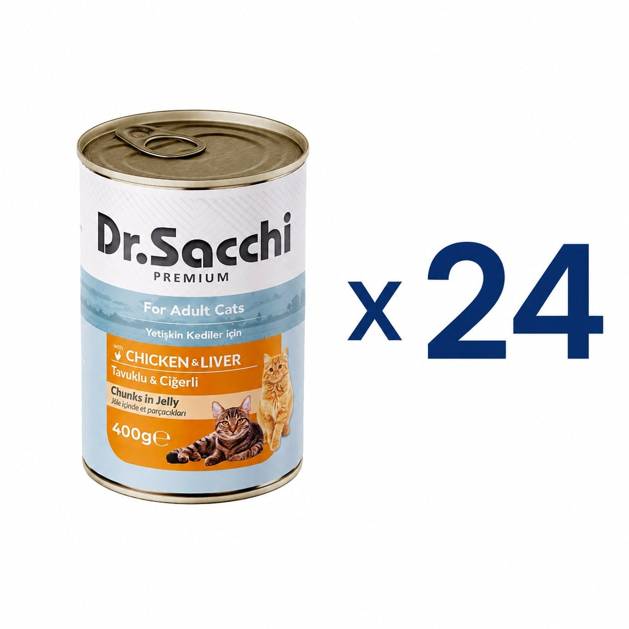 Dr. Sacchi Delicious Tavuklu Ve Ciğerli Yetişkin Kedi Konservesi 400 g (24 Adet)