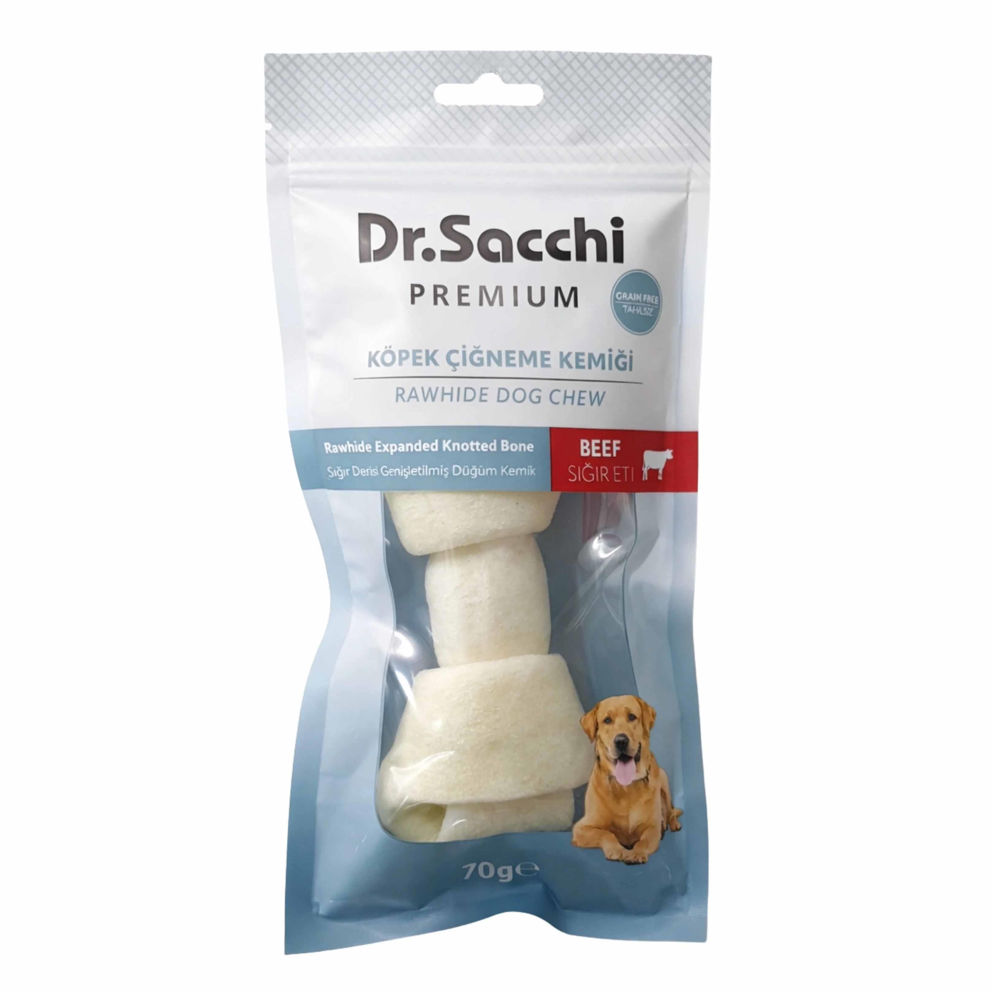 Dr. Sacchi Sığır Derisi Sütlü Düğüm Kemik Köpek Ödülü 70 g