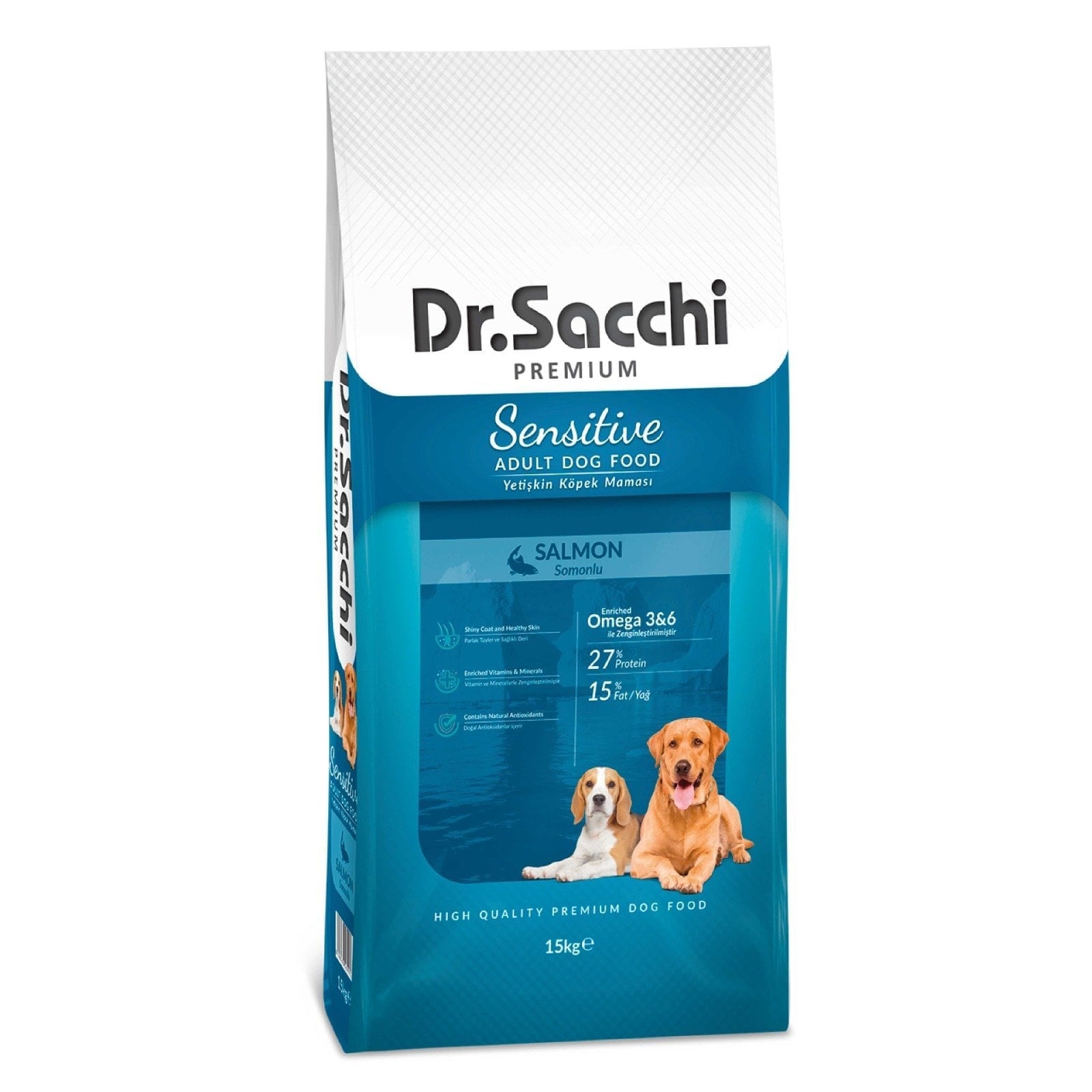 Dr.Sacchi Premium Düşük Tahıllı Ton Ve Somon Balıklı Yetişkin Köpek Maması 15 kg  