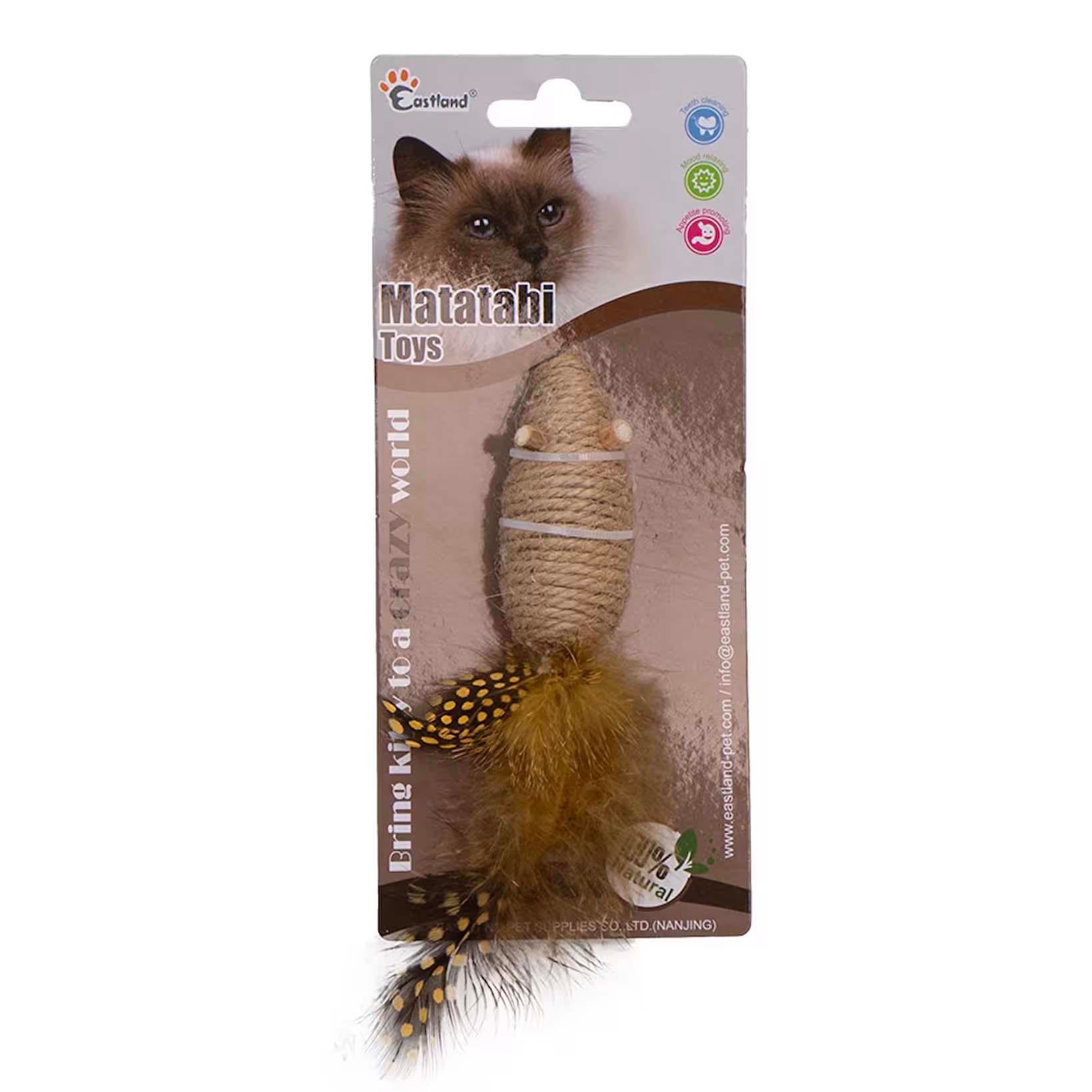 Eastland Sesli Ve Tüylü Sisal Fare Kedi Oyuncağı 10 cm