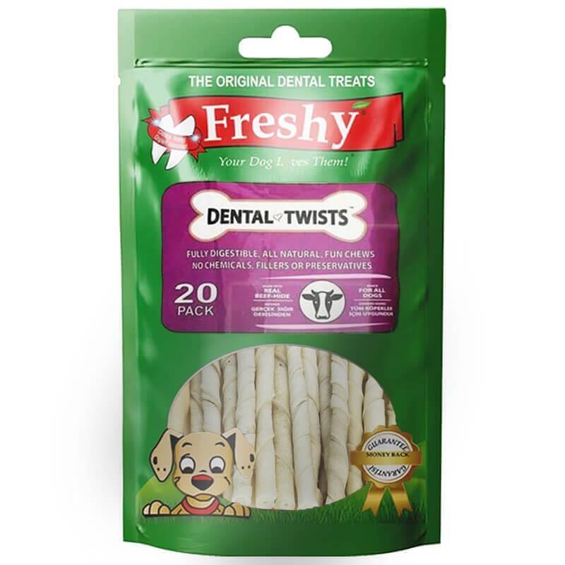 Freshy Dental Chews Burgu Sütlü Kemik Köpek Ödülü 120 g (20 Adet)