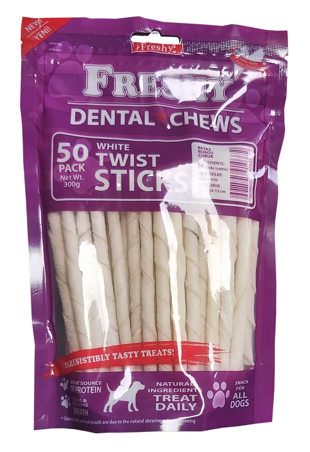 Freshy Dental Twist Sütlü Burgu Çubuk Köpek Ödülü  50 Adet
