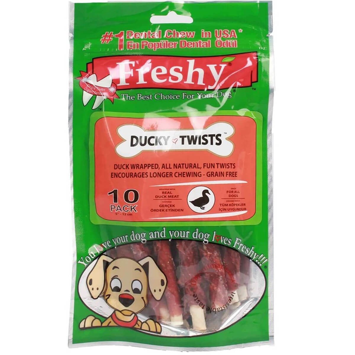Freshy Ducky Twist Ördekli Çubuk Köpek Ödülü  10 Adet