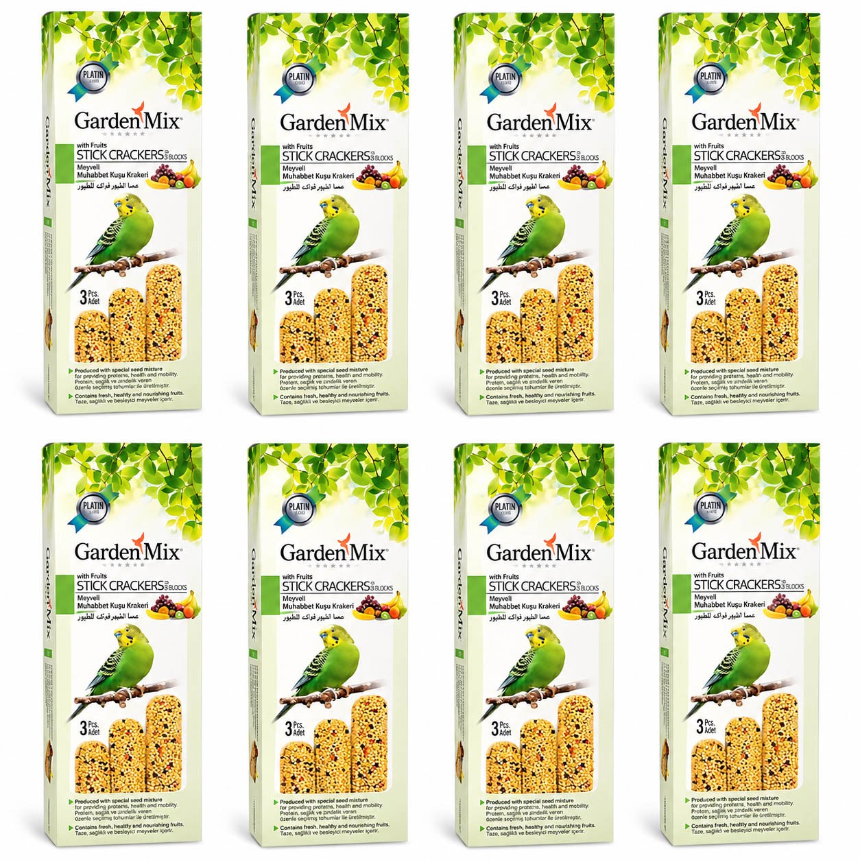Garden Mix Platin Meyveli Kuş Krakeri 80 g 3'lü (8 Adet)