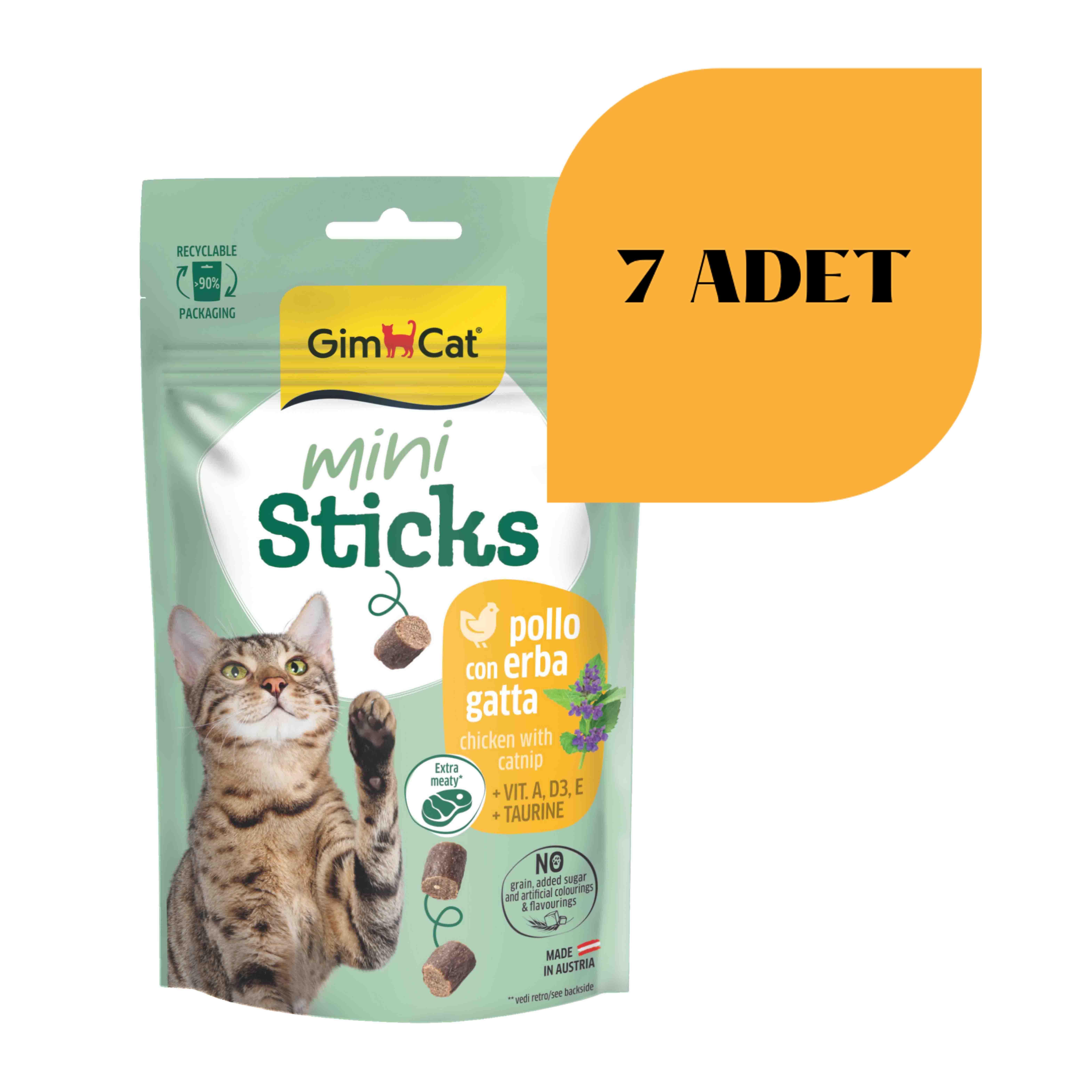 Gimcat Mini Sticks Catnipli Tavuklu Kedi Ödülü 50 gr (7 Adet)