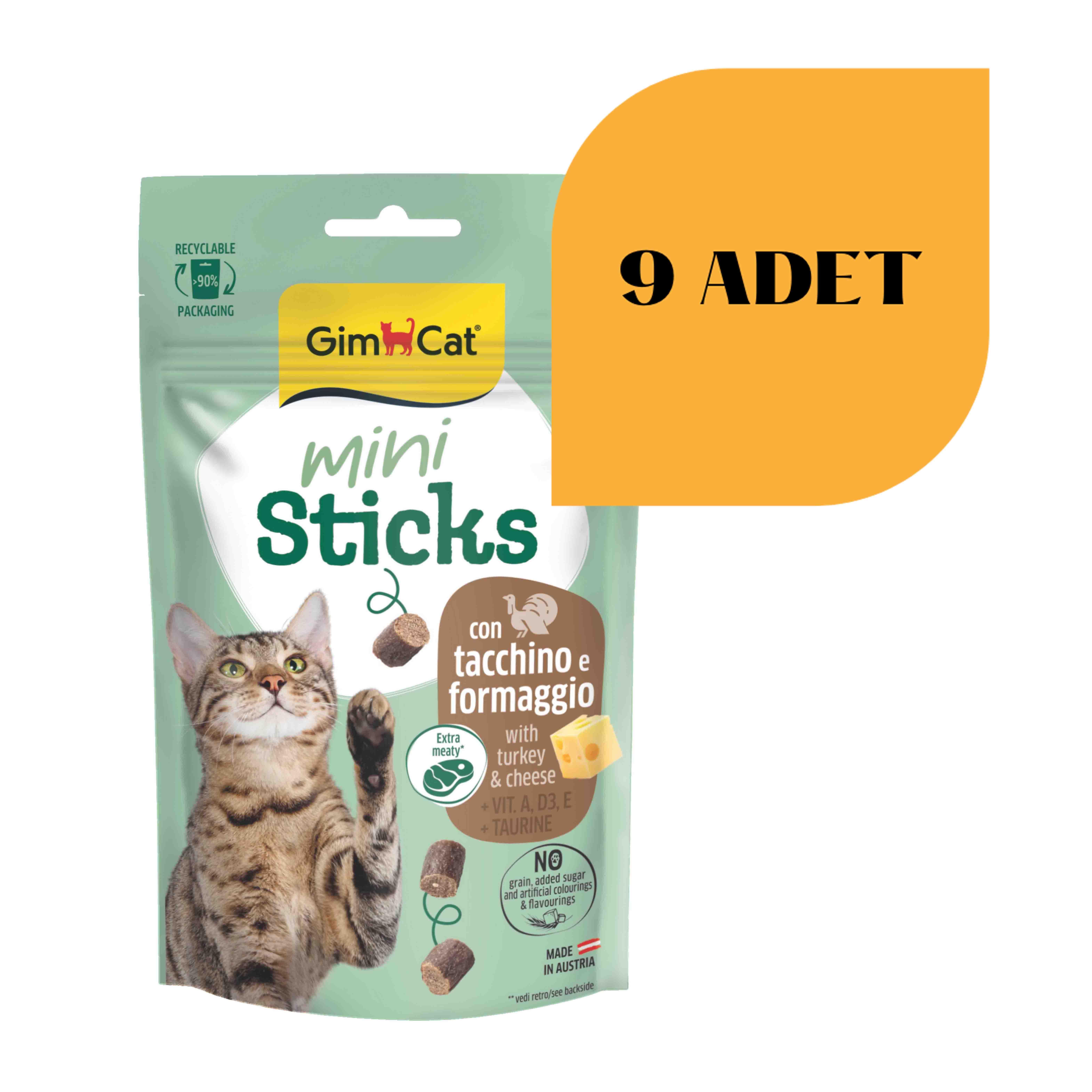 Gimcat Mini Sticks Hindili Peynirli Kedi Ödülü 50 gr (9 Adet)