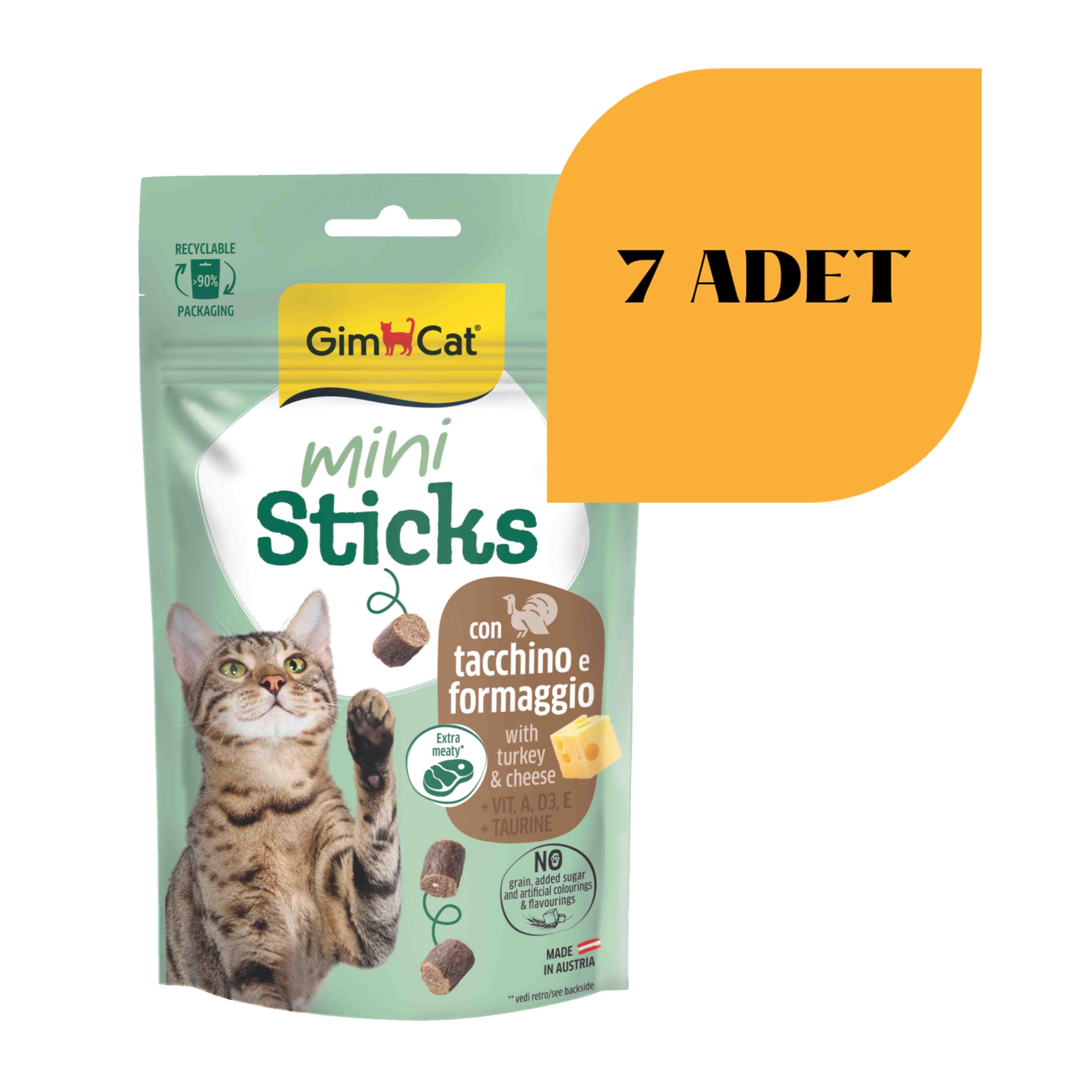 Gimcat Mini Sticks Hindili Peynirli Kedi Ödülü 50 gr (7 Adet)