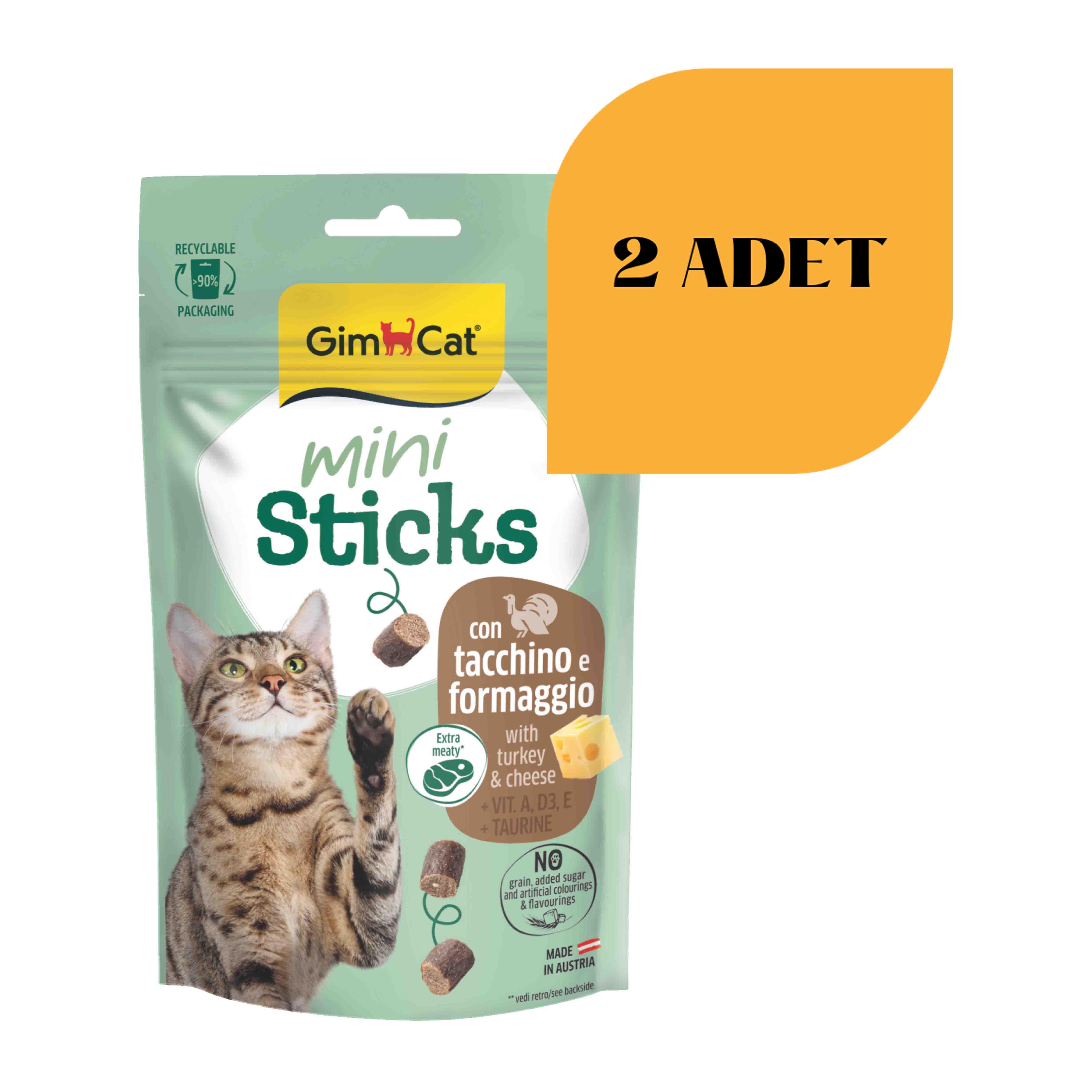 Gimcat Mini Sticks Hindili Peynirli Kedi Ödülü 50 gr (2 Adet)
