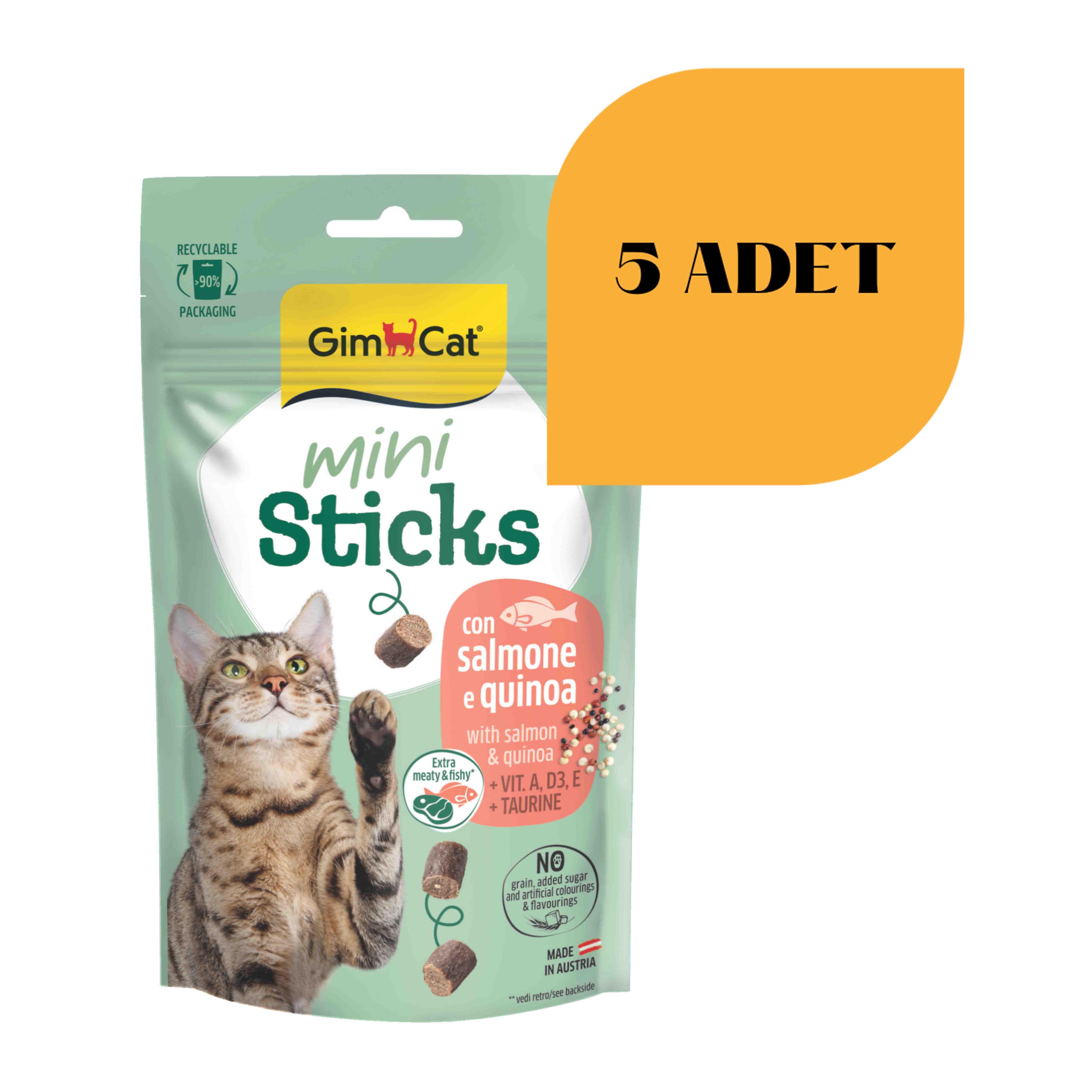 Gimcat Mini Sticks Somonlu Kinoalı Kedi Ödülü 50 gr (5 Adet)