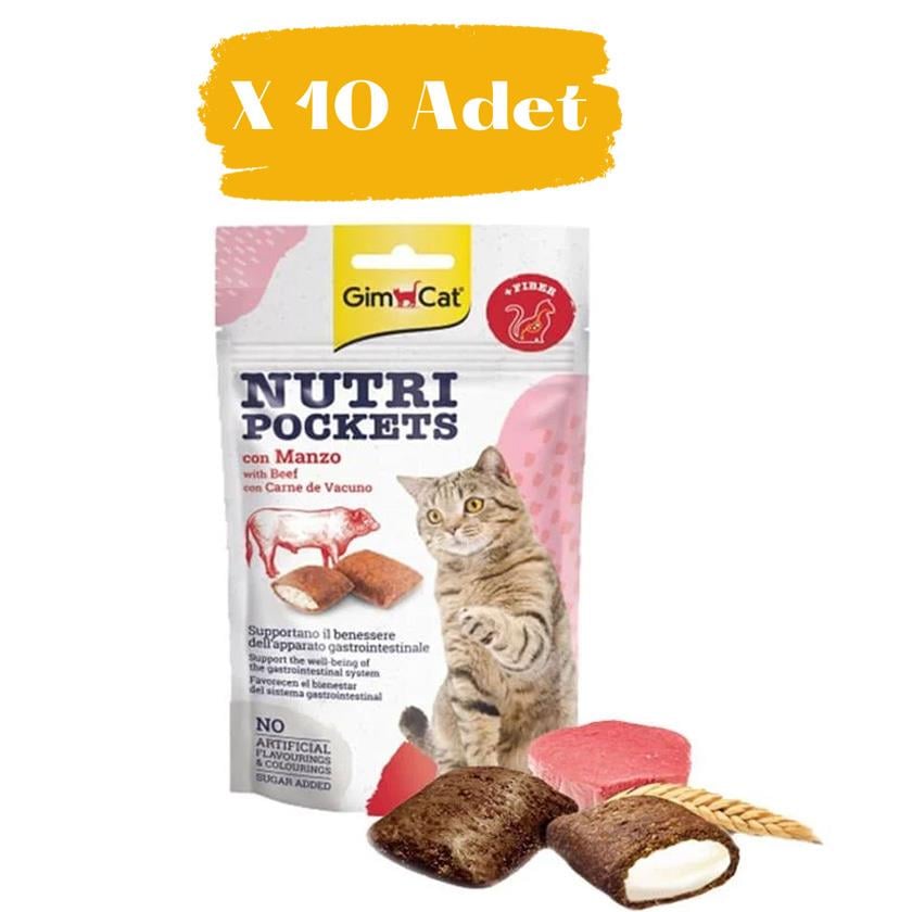 Gimcat Nutri Pockets Biftekli Kedi Ödülü 10 x 60 g