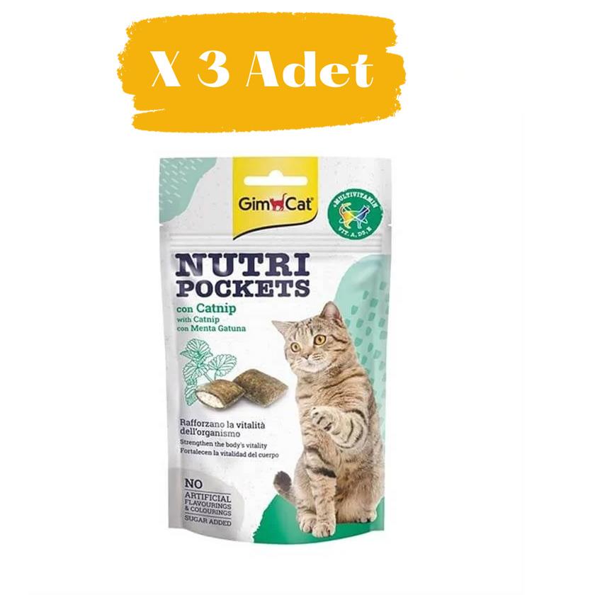 Gimcat Nutri Pockets Kedi Otlu Kedi Ödülü  3 x 60 Gr 