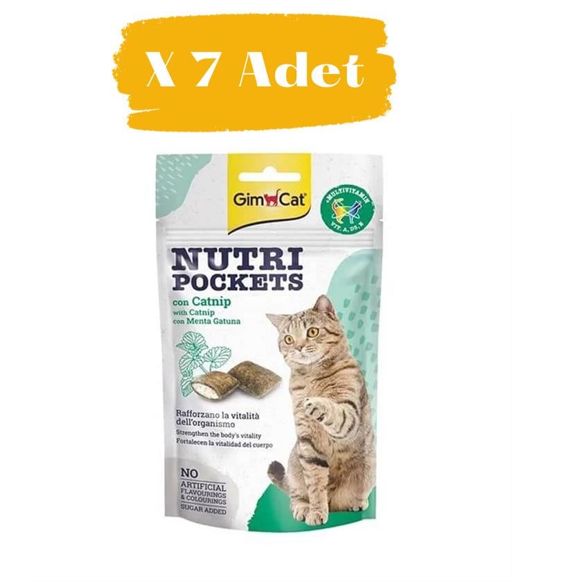 Gimcat Nutri Pockets Kedi Otlu Kedi Ödülü  7 x 60 Gr 