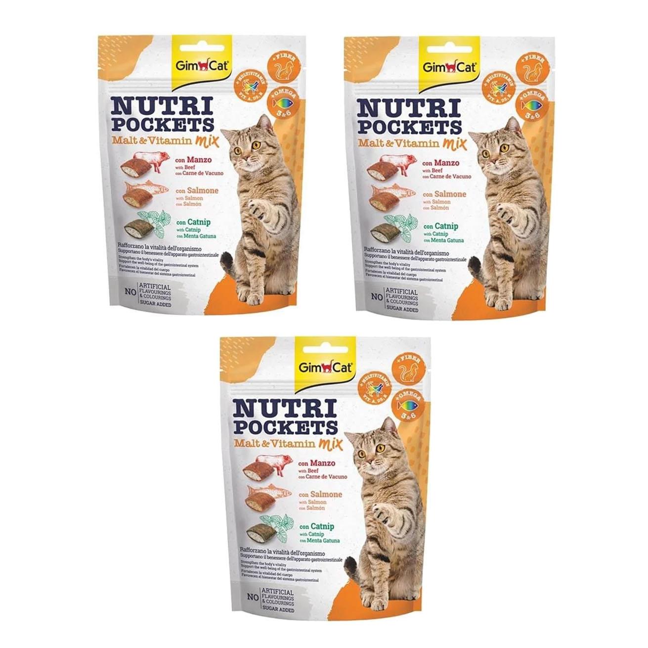 GimCat Nutri Pockets Malt Vitamin Mix Kedi Ödülü  3 x 150 gr