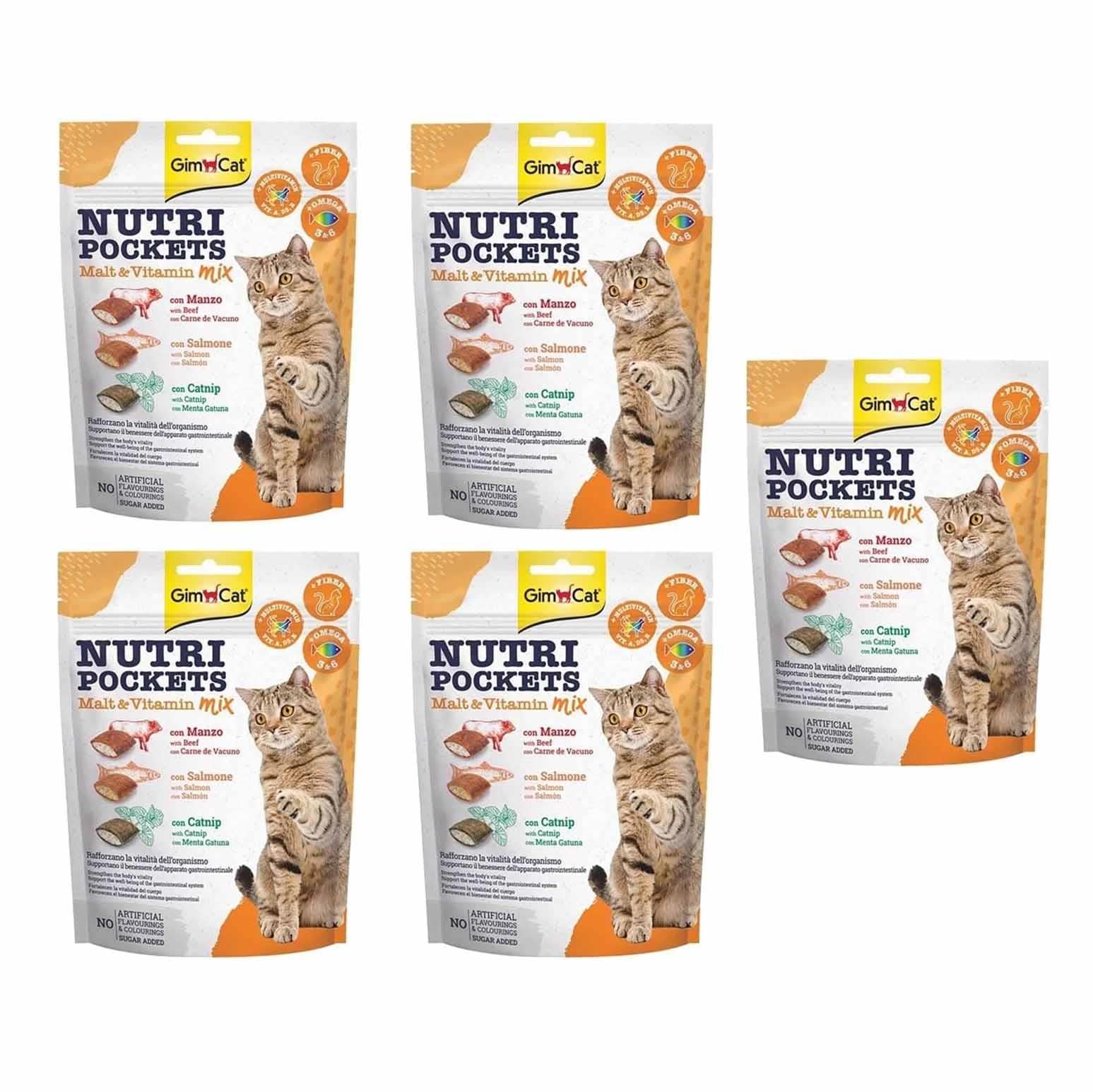 GimCat Nutri Pockets Malt Vitamin Mix Kedi Ödülü  5 x 150 gr