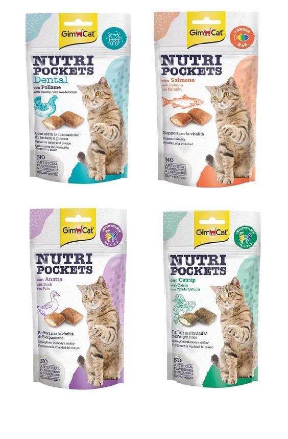 GimCat Nutri Pockets Tavuklu + Somonlu +Ördekli + Catnipli Kedi Ödülü  60 g