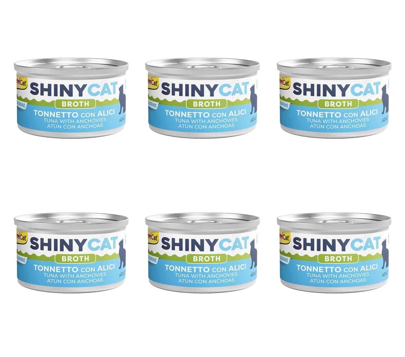 GimCat Shinycat Broth Ançüezli Ton Balıklı Konserve Kedi Maması 70 Gr (6 Adet)