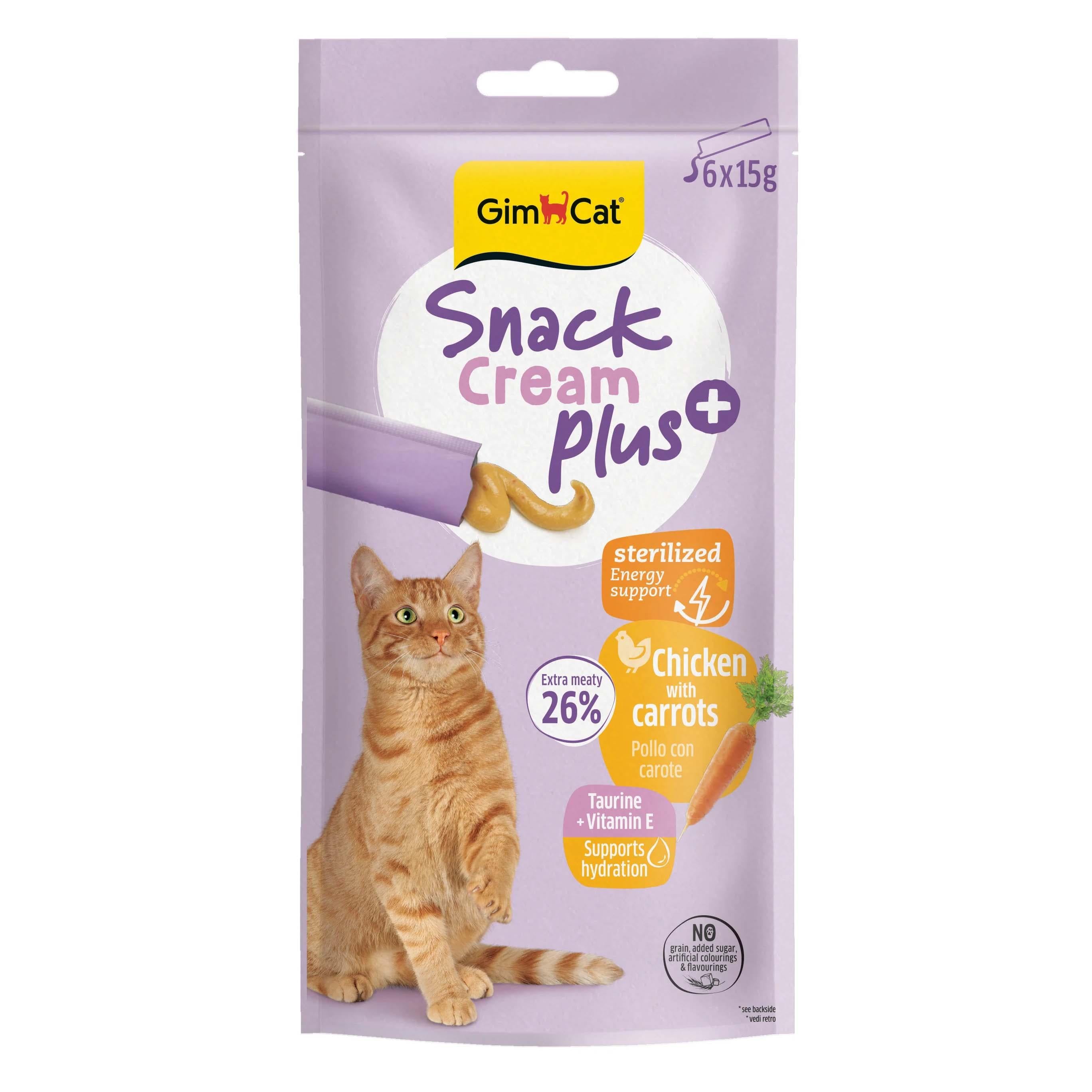 Gimcat Snack Cream Plus Tavuklu Ve Havuçlu Krema Kısırlaştırılmış Kedi Ödülü 6 x 15 g