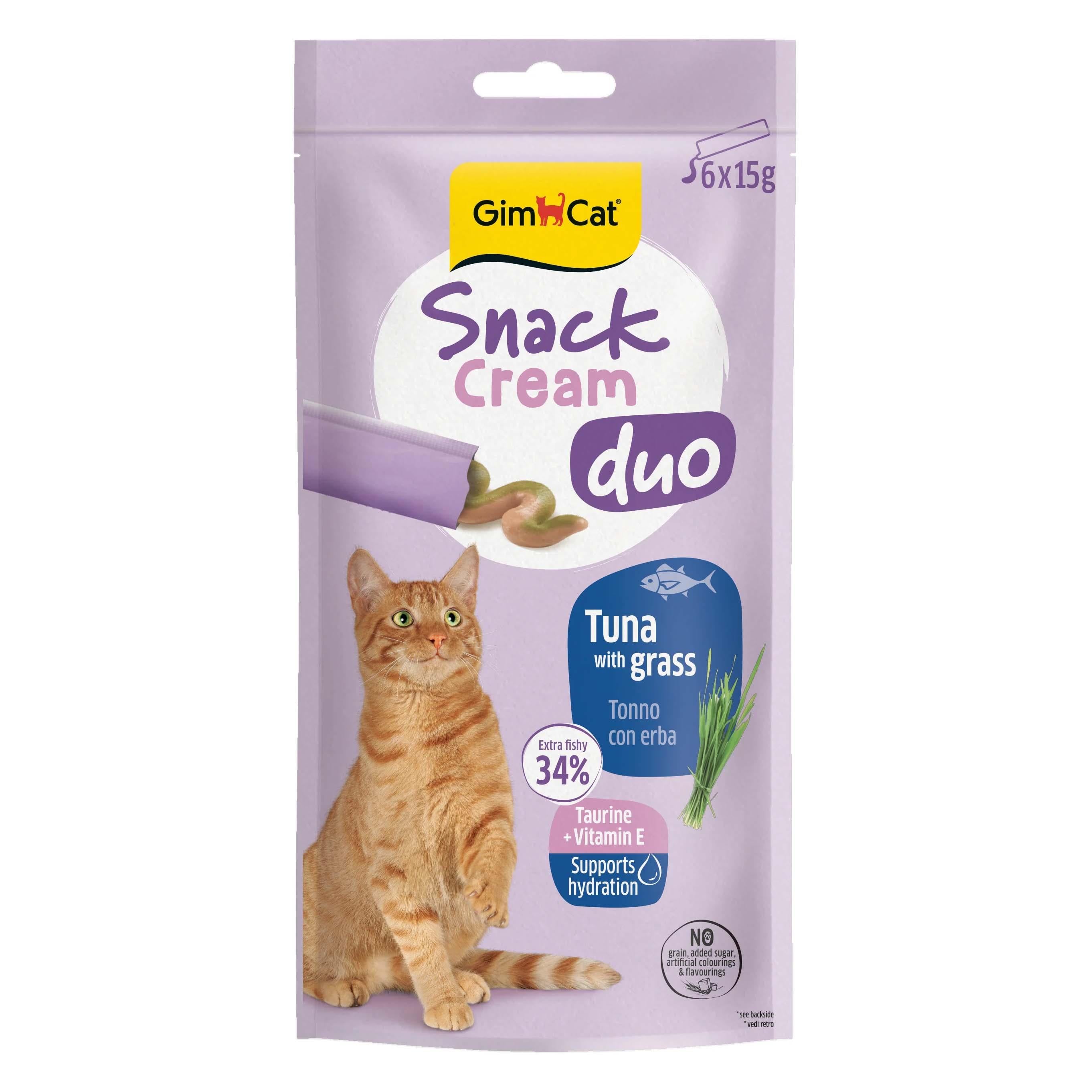 Gimcat Snack Cream Plus Ton Balıklı Ve Kedi Çimli Krema Kedi Ödülü 6 x 15 g