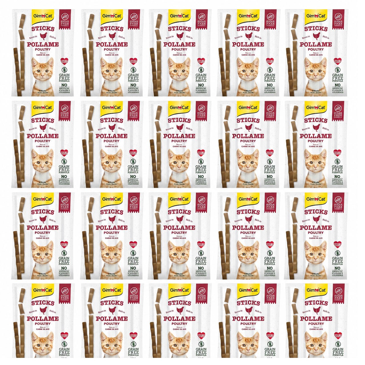 Gimcat Tahılsız Kümes Hayvanlı Kedi Ödül Çubukları 4 Parça (20 Gr) (24 Adet)