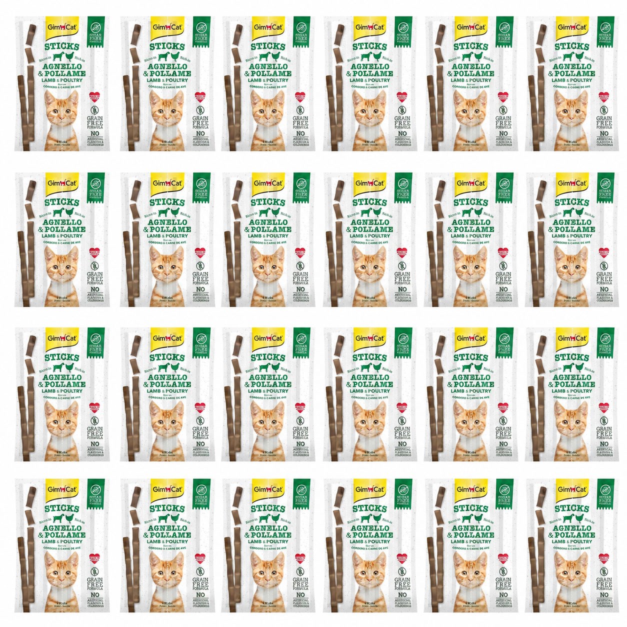 Gimcat Tahılsız Kuzu ve Tavuklu Kedi Ödül Çubukları 4 Parça (20 Gr) (24 Adet)
