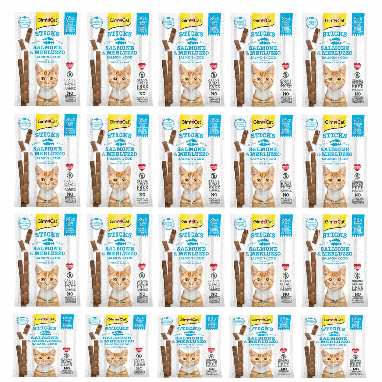 Gimcat Tahılsız Somon ve Morina Balıklı Ödül Çubukları 4 Parça (20 Gr) (24 Adet)