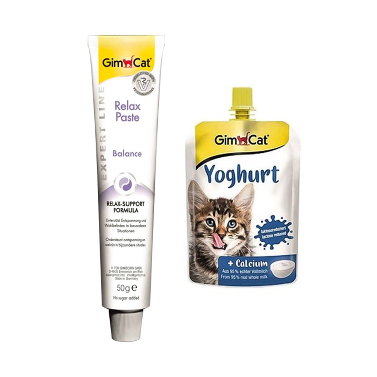 Gimcat Yoghurt Pouch 150 g + Relax Paste 50 g Set