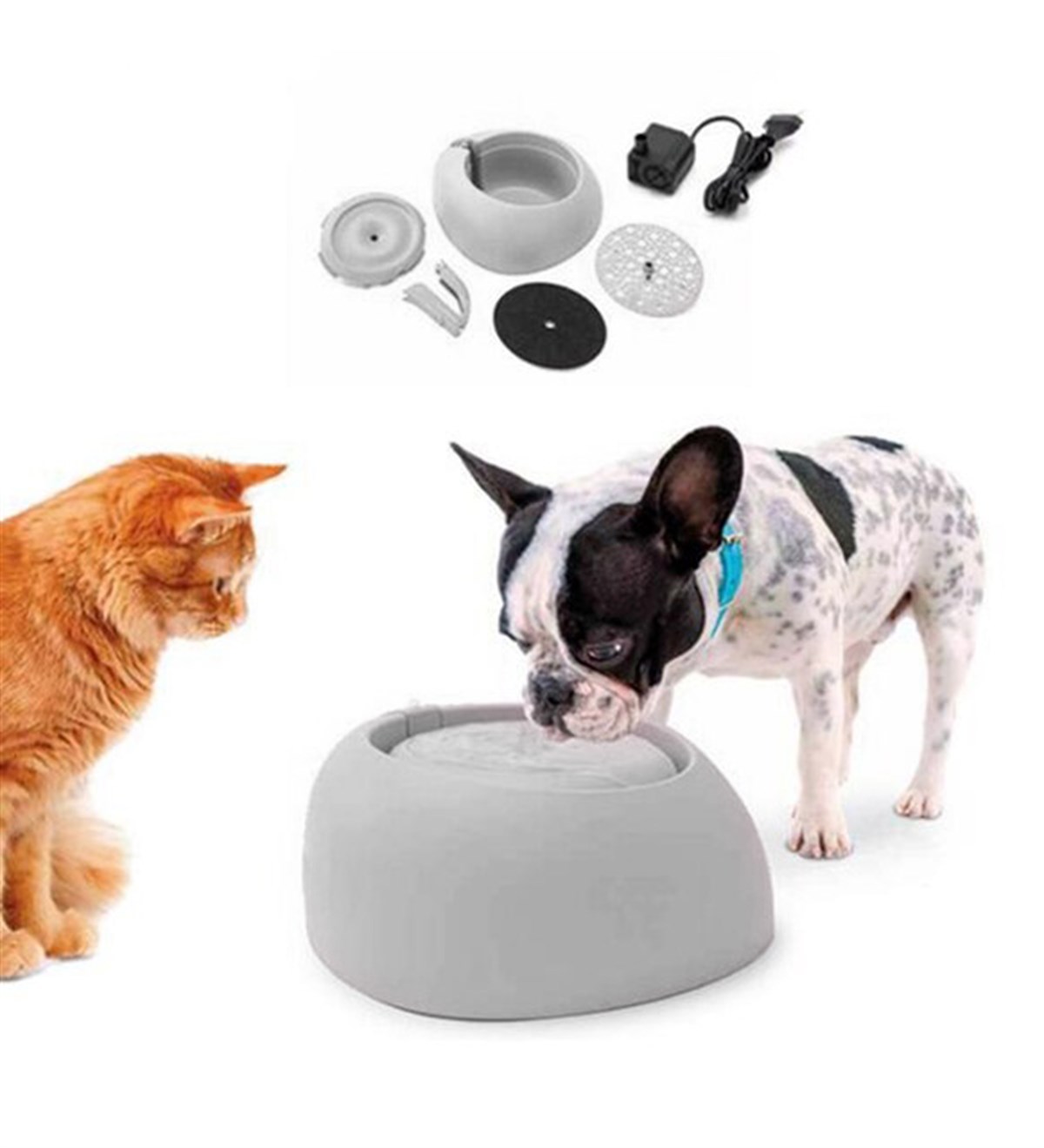 Imac Pet Fountain Kedi ve Köpek Otomatik Su Sebili 2 L Gri | ZooPet