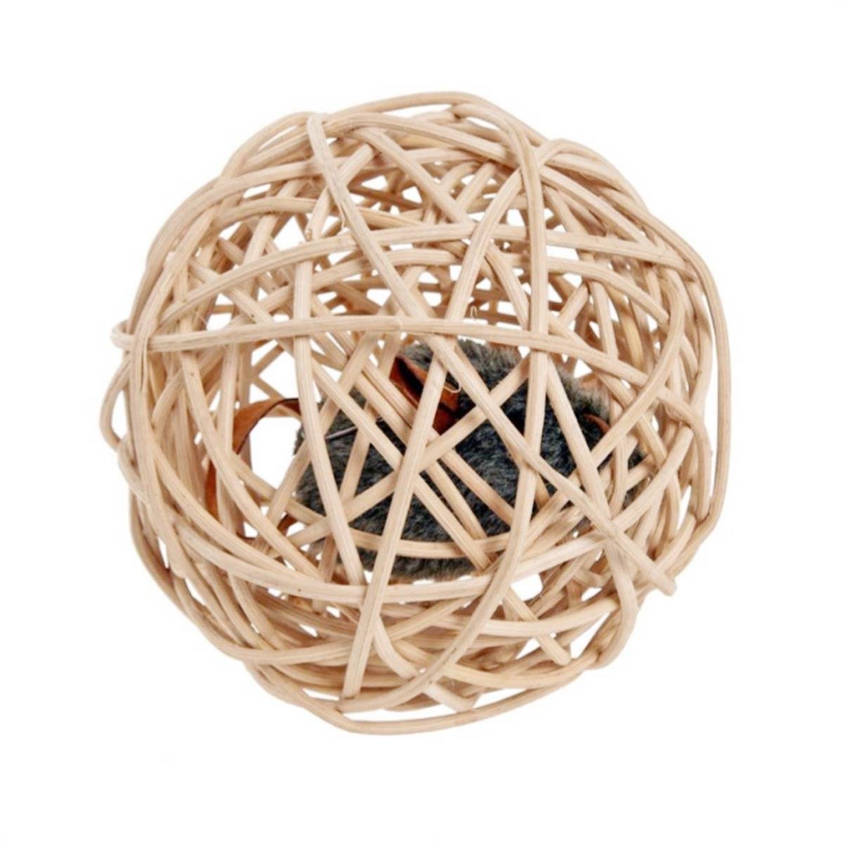 Karlie Fare Oyuncaklı Hasır Kafes Top Kedi Oyuncağı 11 cm