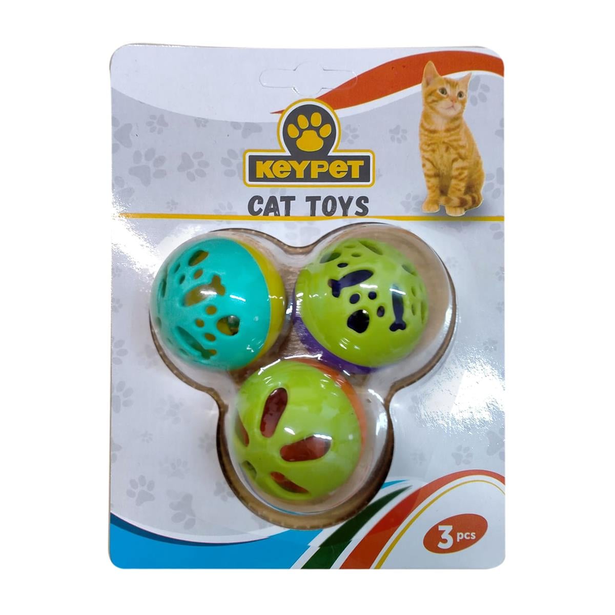 Keypet Çıngıraklı Plastik Top Kedi Oyuncağı 3 cm (3 Adet)